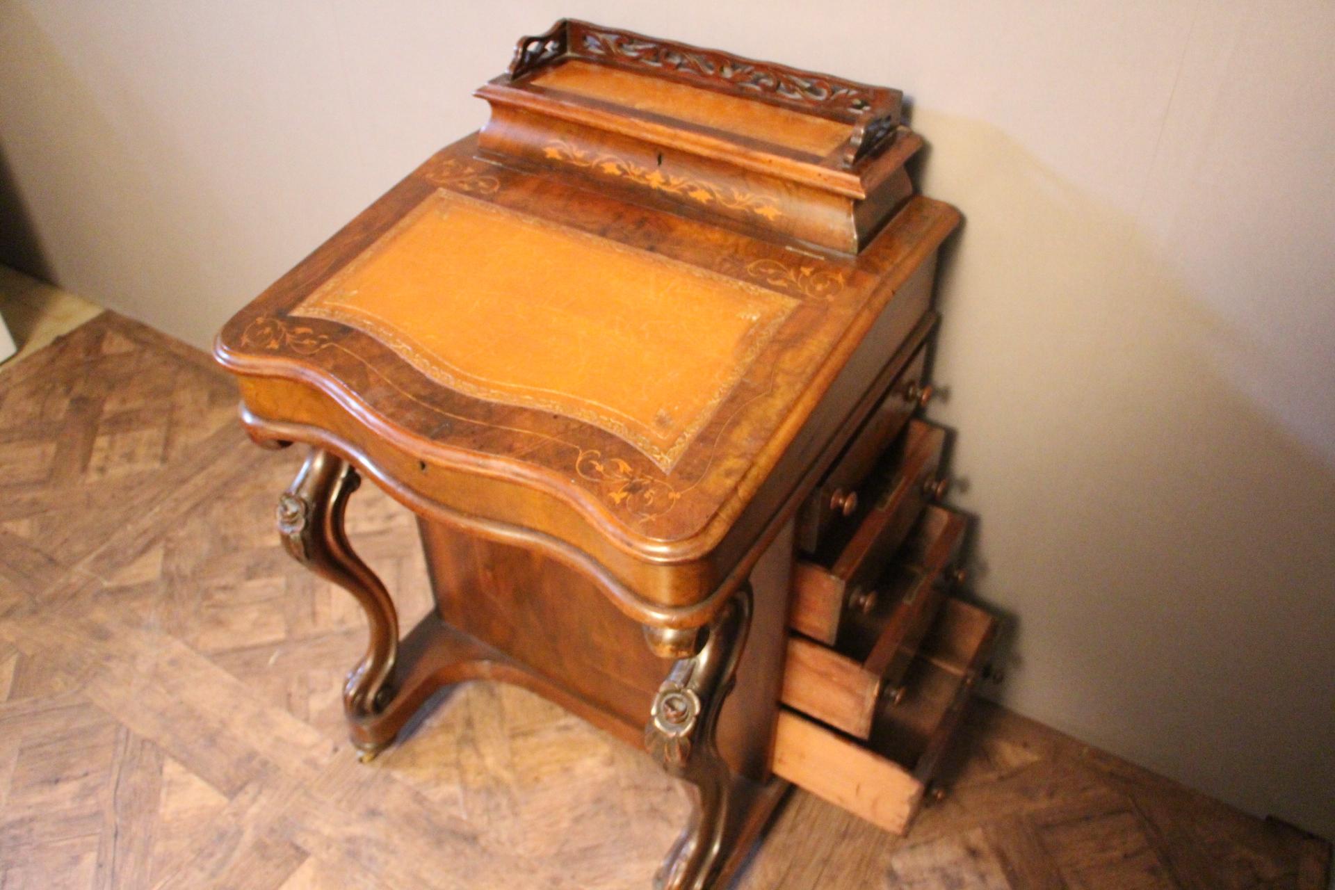 Victorian Burr Walnut Davenport Desk 9
