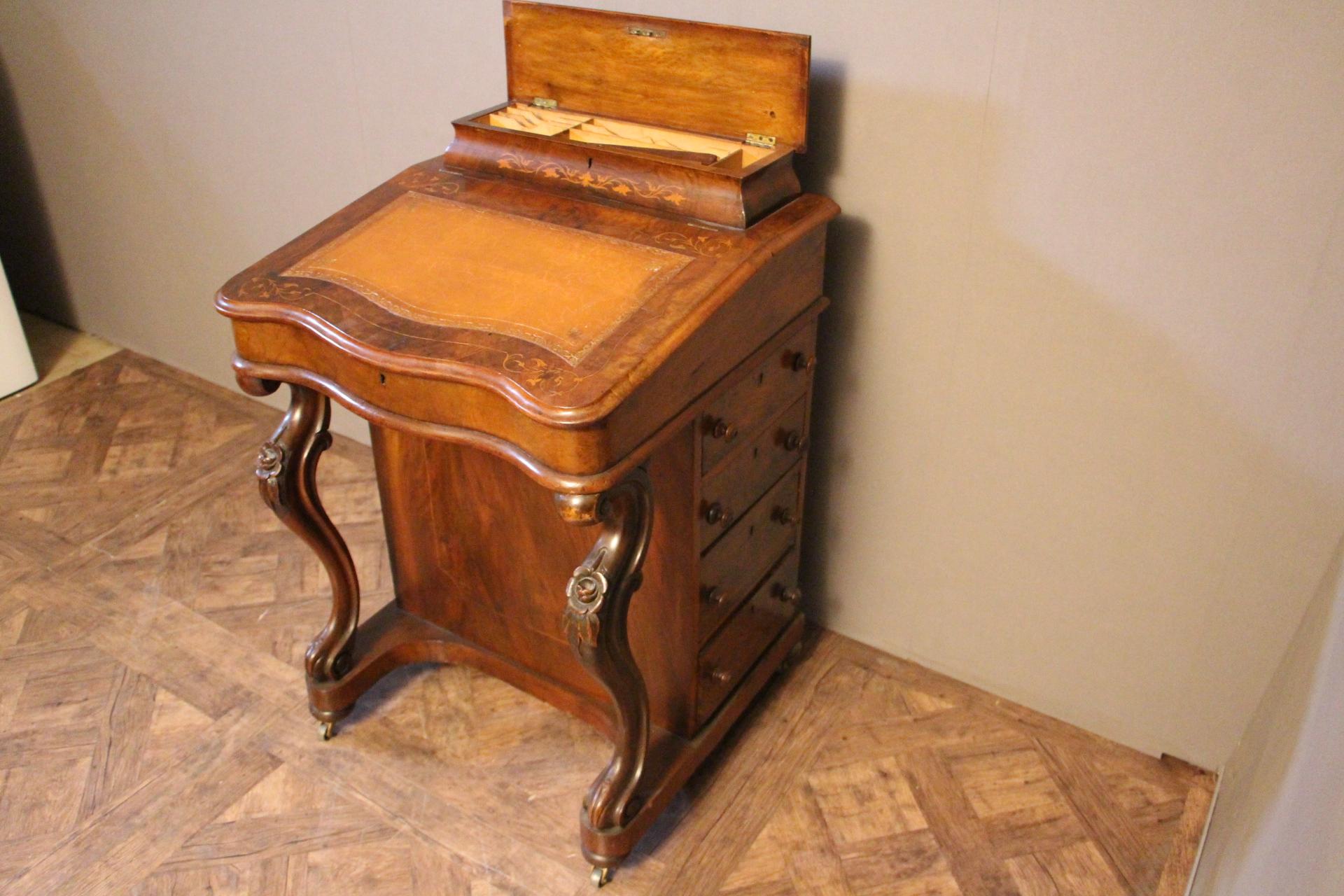 Victorian Burr Walnut Davenport Desk 1