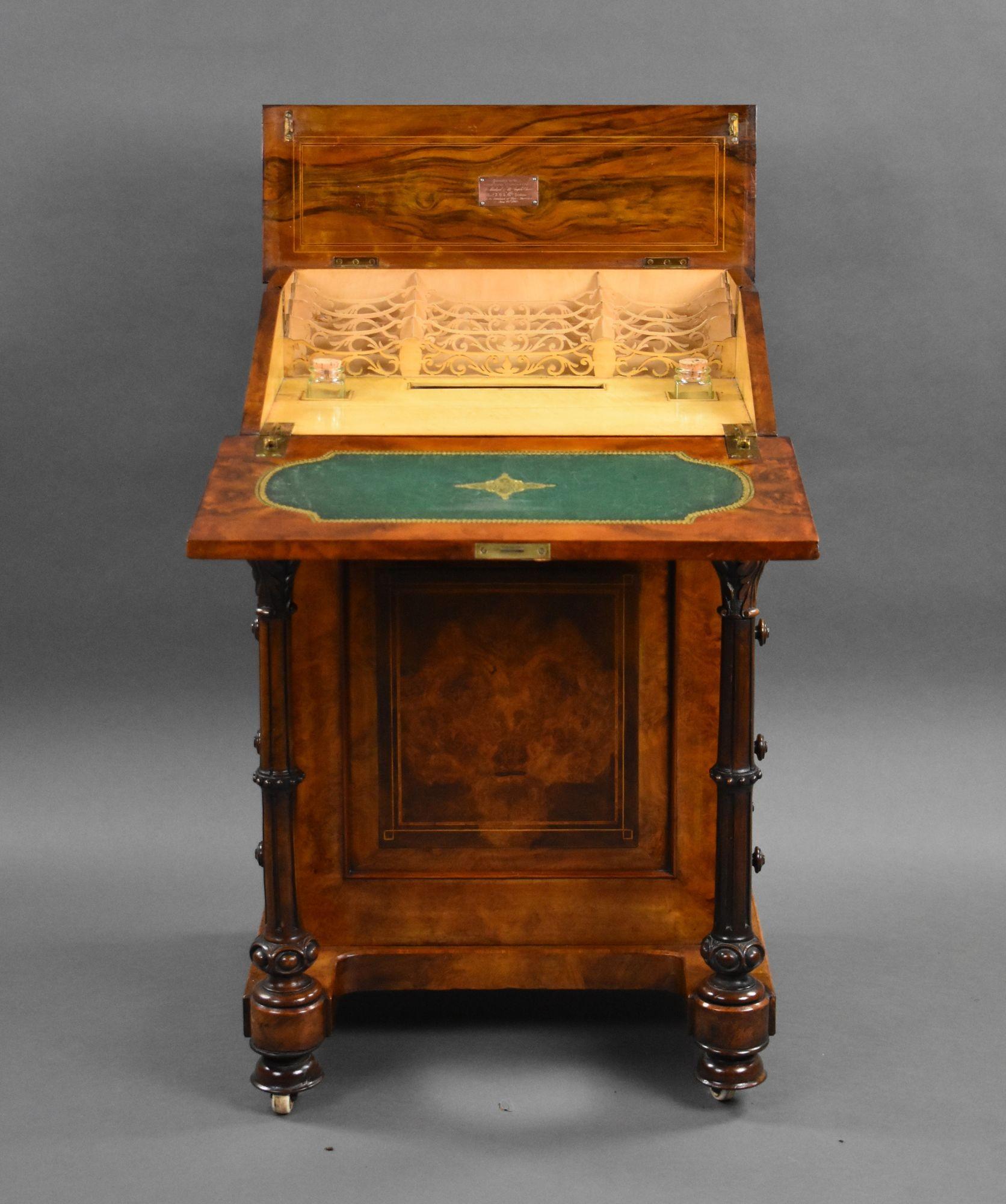 Victorian Burr Walnut Davenport For Sale 5