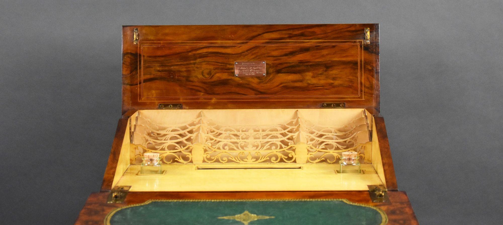 Victorian Burr Walnut Davenport For Sale 6