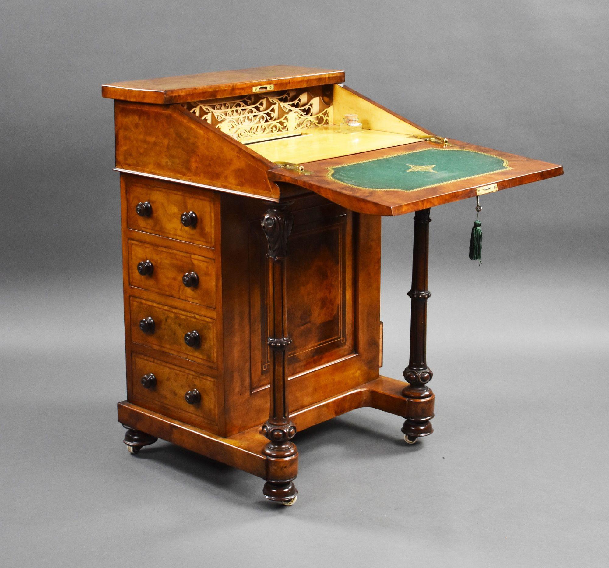 Victorian Burr Walnut Davenport For Sale 3