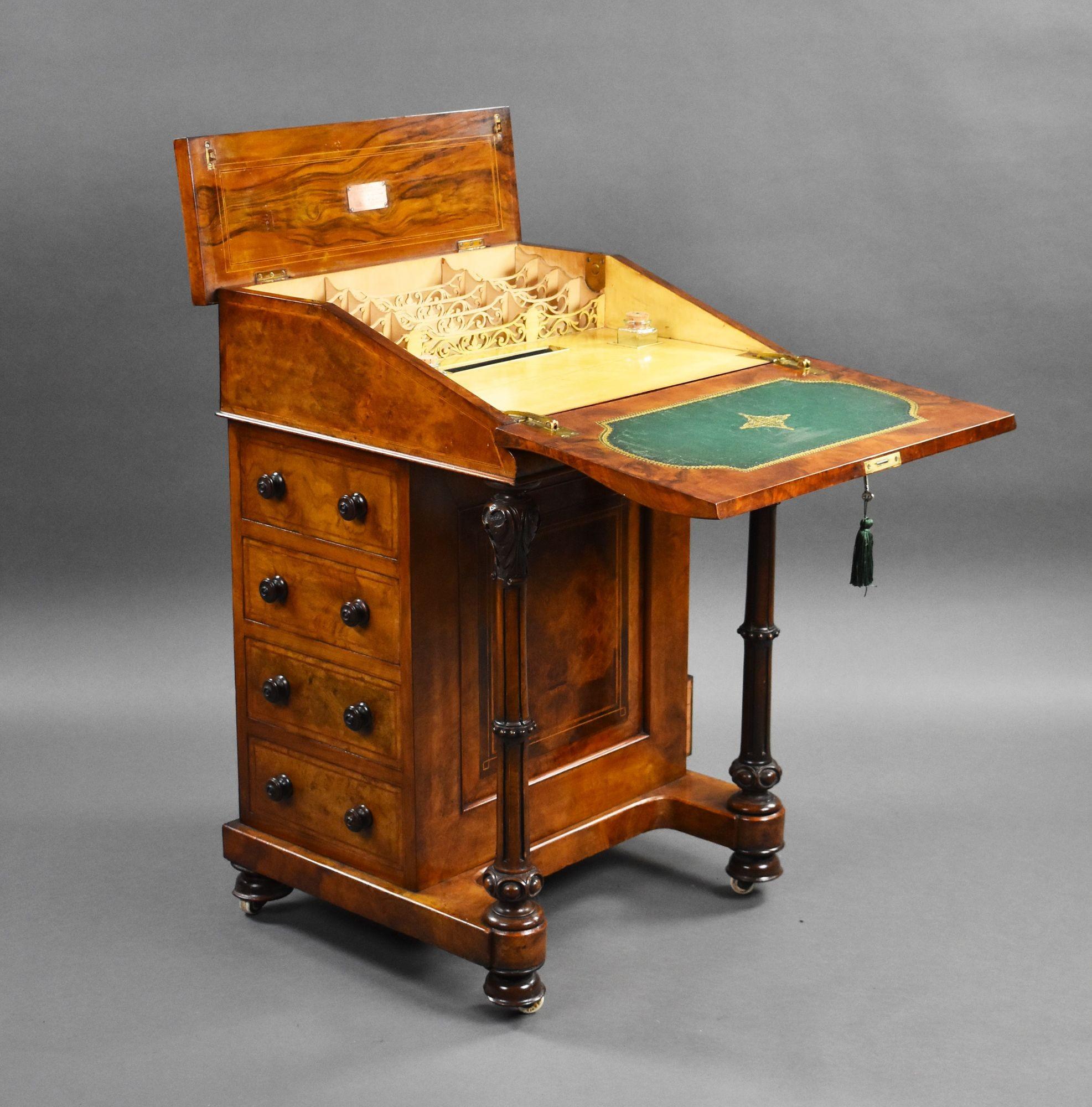 Victorian Burr Walnut Davenport For Sale 4
