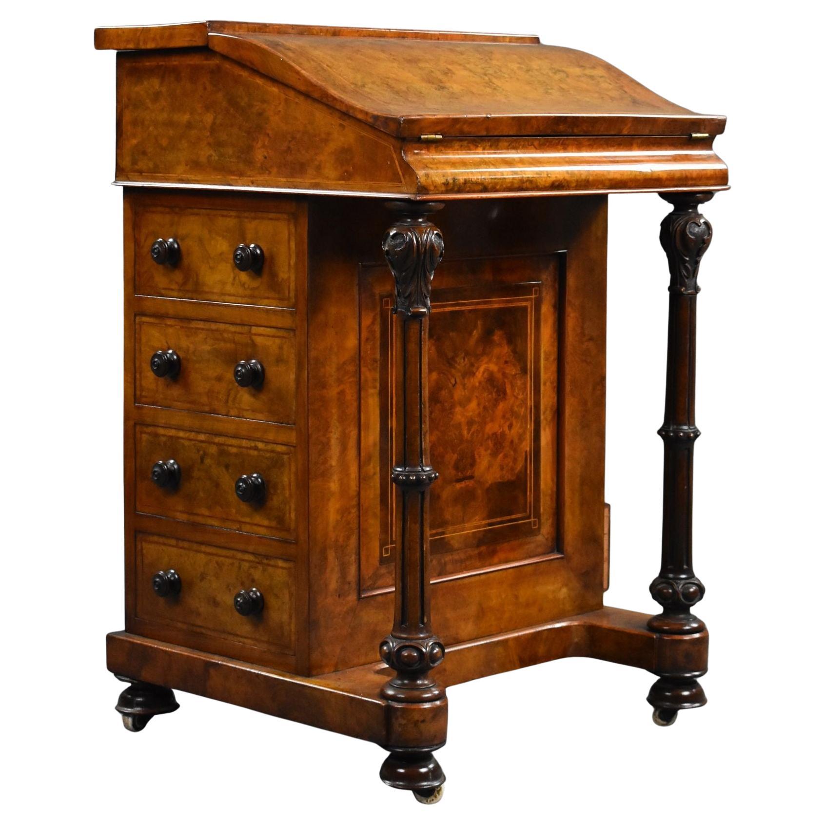 Victorian Burr Walnut Davenport