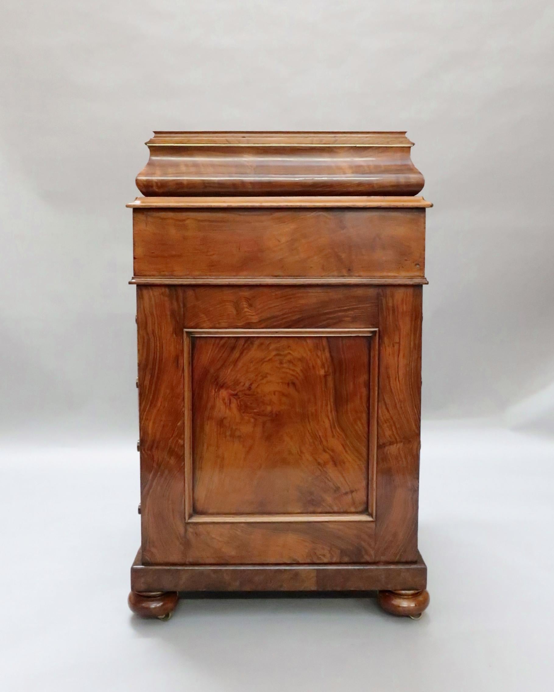 Victorian Burr Walnut Davenport Writing Desk with Satin Wood Interior 3