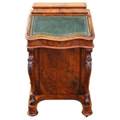 Victorian Burr Walnut Davenport Writing Table, 19th Century