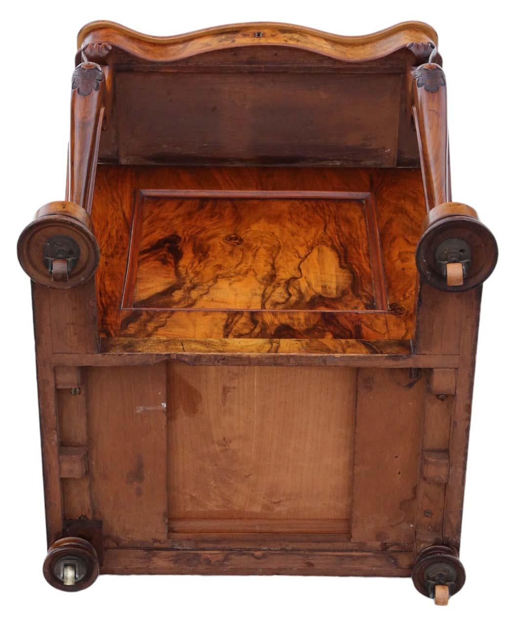 Victorian Burr Walnut Davenport Writing Table Desk - C. 1870 For Sale 5