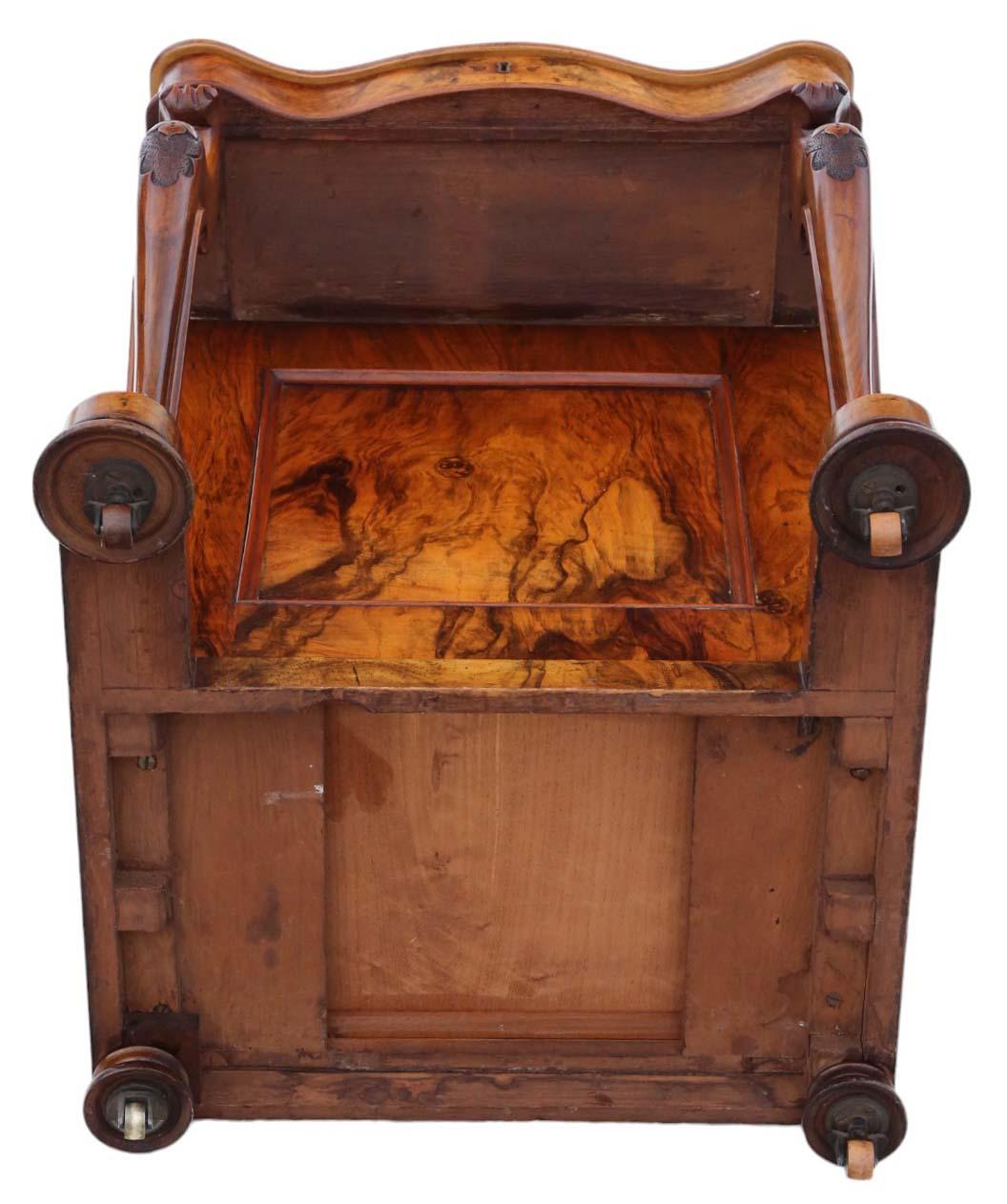 Victorian Burr Walnut Davenport Writing Table Desk - C. 1870 For Sale 2