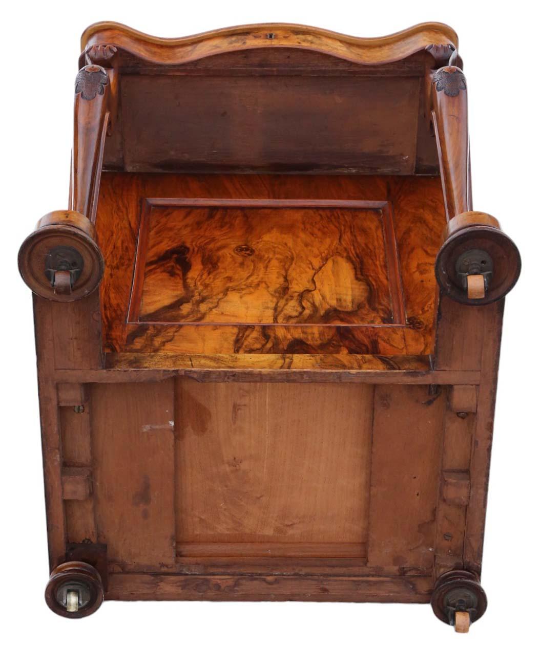 Bureau Victorien Davenport en ronce de noyer - C. 1870 en vente 4