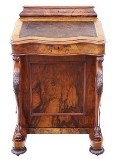 Victorian Burr Walnut Davenport Writing Table Desk - C. 1870