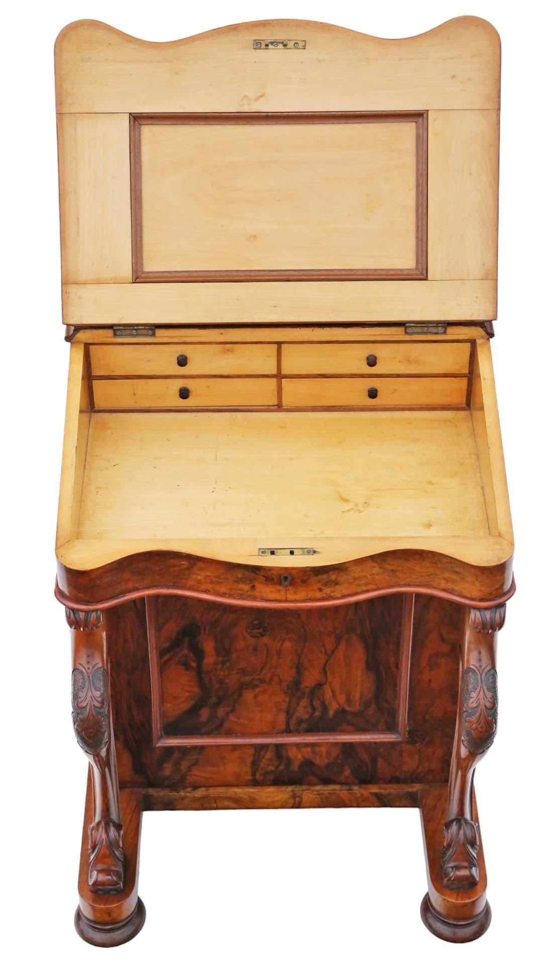 Bureau Victorien Davenport en ronce de noyer - C. 1870 Bon état - En vente à Wisbech, Cambridgeshire