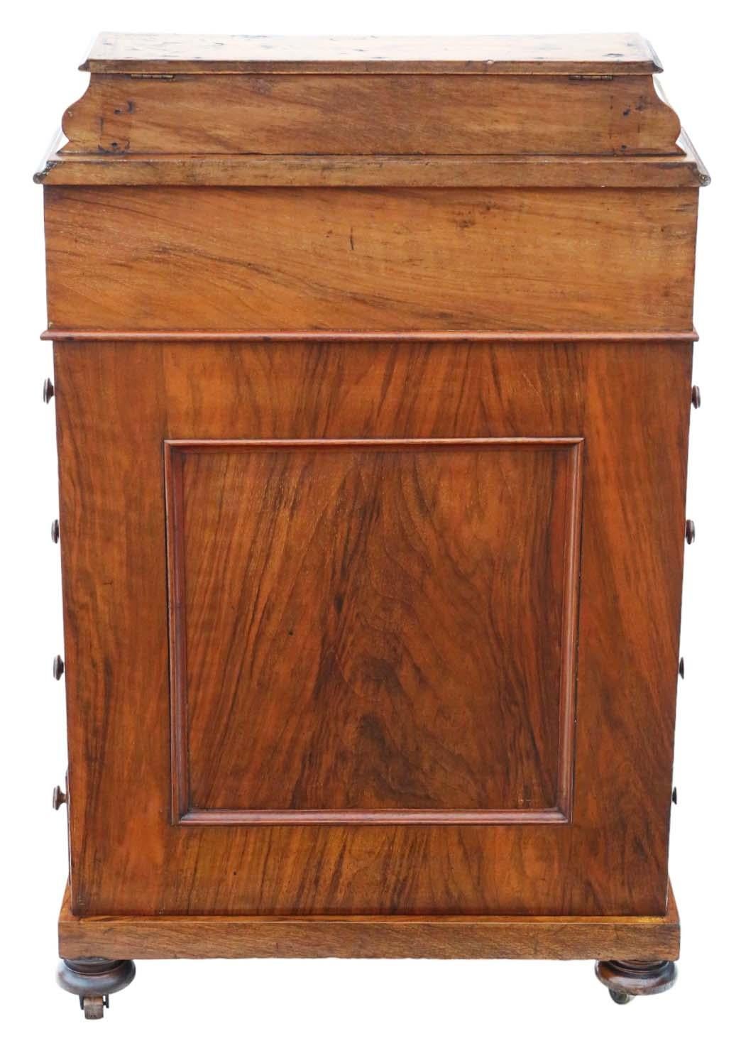 Bureau Victorien Davenport en ronce de noyer - C. 1870 en vente 3