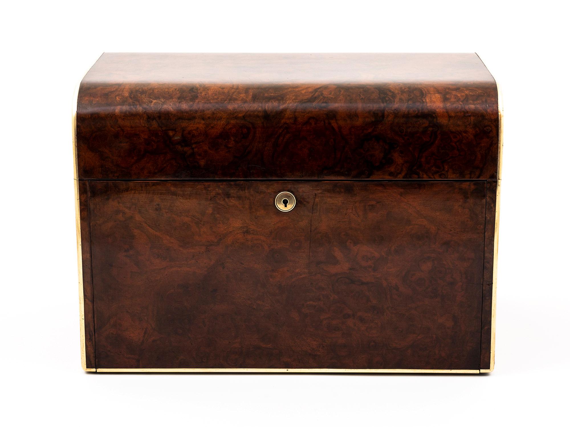 Veneer Victorian Burr Walnut Decanter Box For Sale