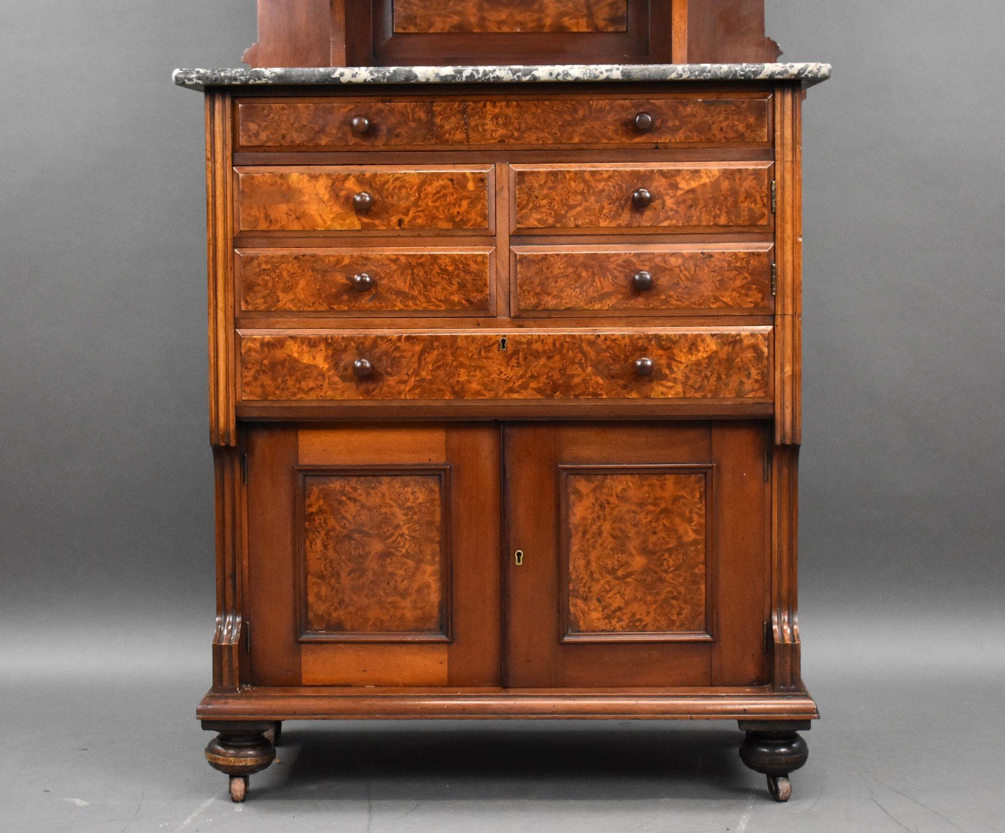English Victorian Burr Walnut Dentist Cabinet For Sale