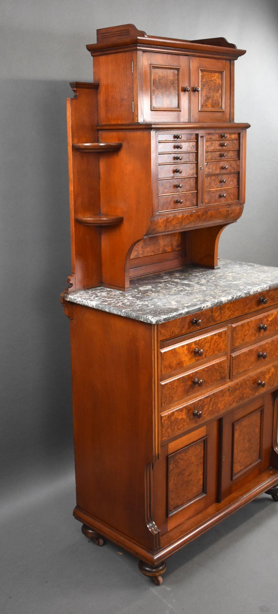 Victorian Burr Walnut Dentist Cabinet In Excellent Condition For Sale In Chelmsford, Essex