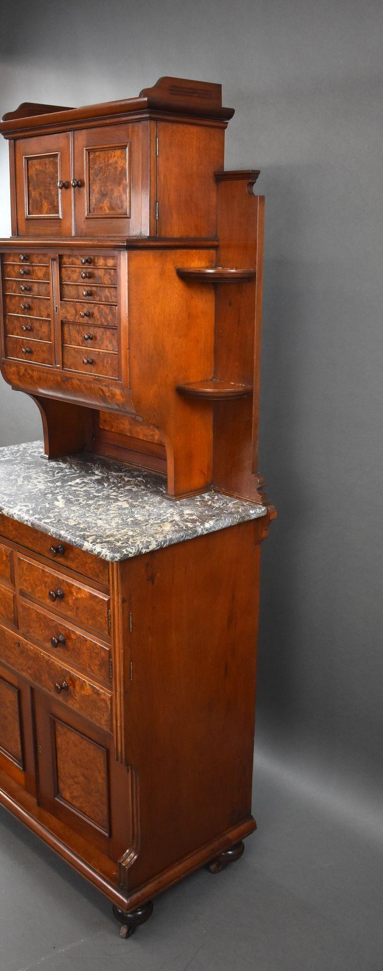 19th Century Victorian Burr Walnut Dentist Cabinet For Sale