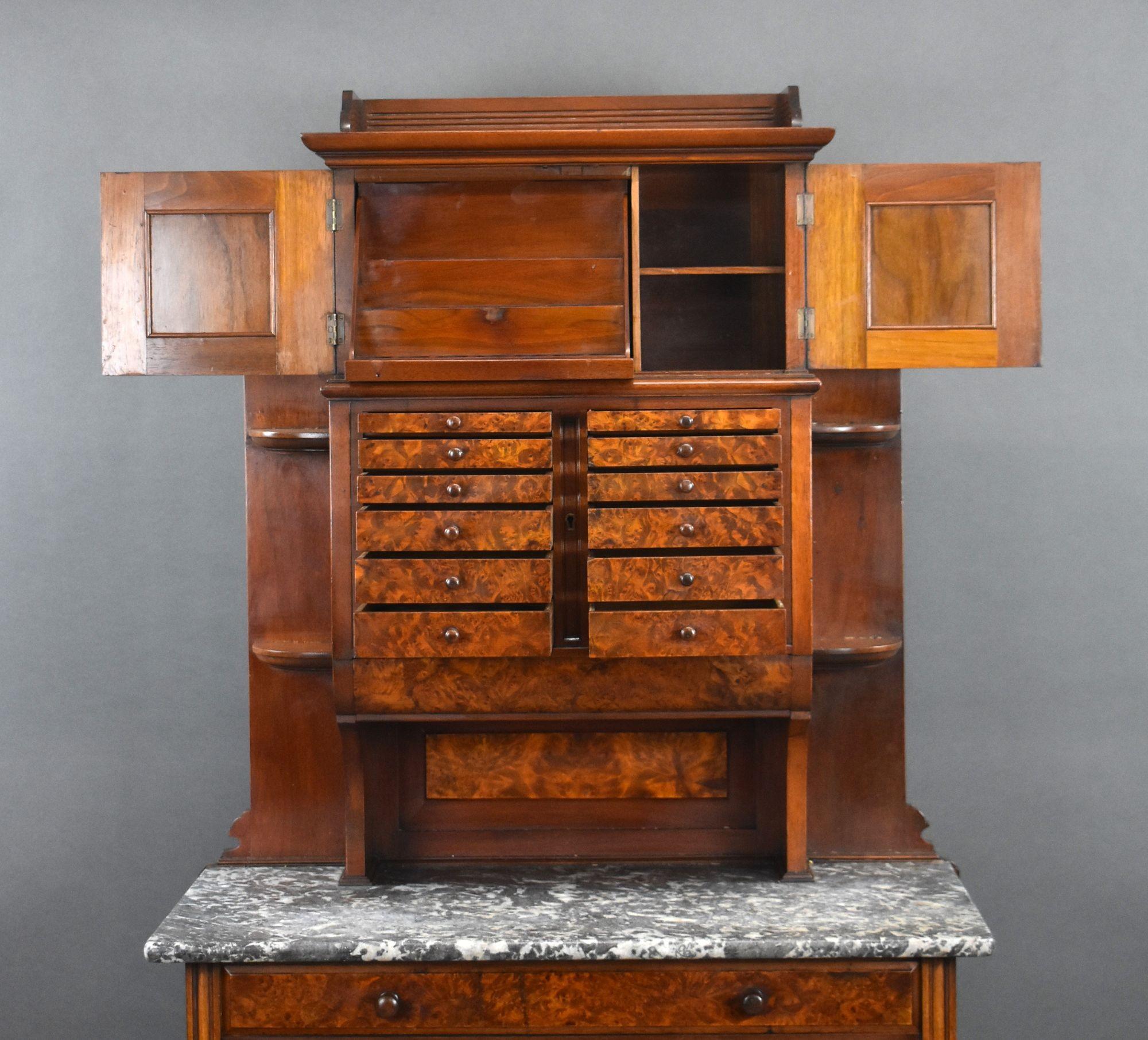 Victorian Burr Walnut Dentist Cabinet For Sale 2