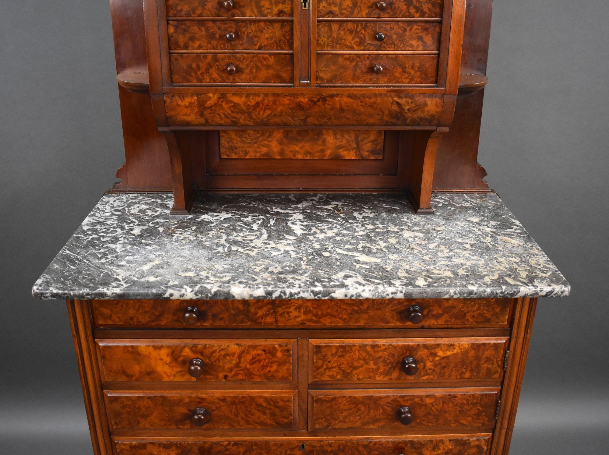 Victorian Burr Walnut Dentist Cabinet For Sale 4