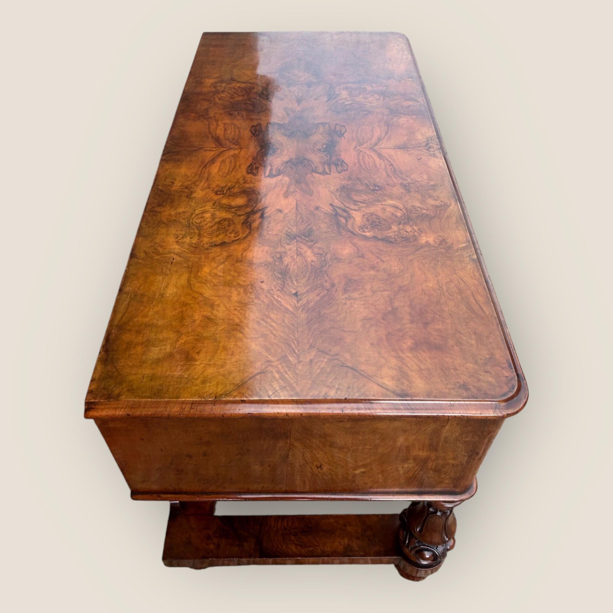 Victorian Burr Walnut Desk For Sale 1