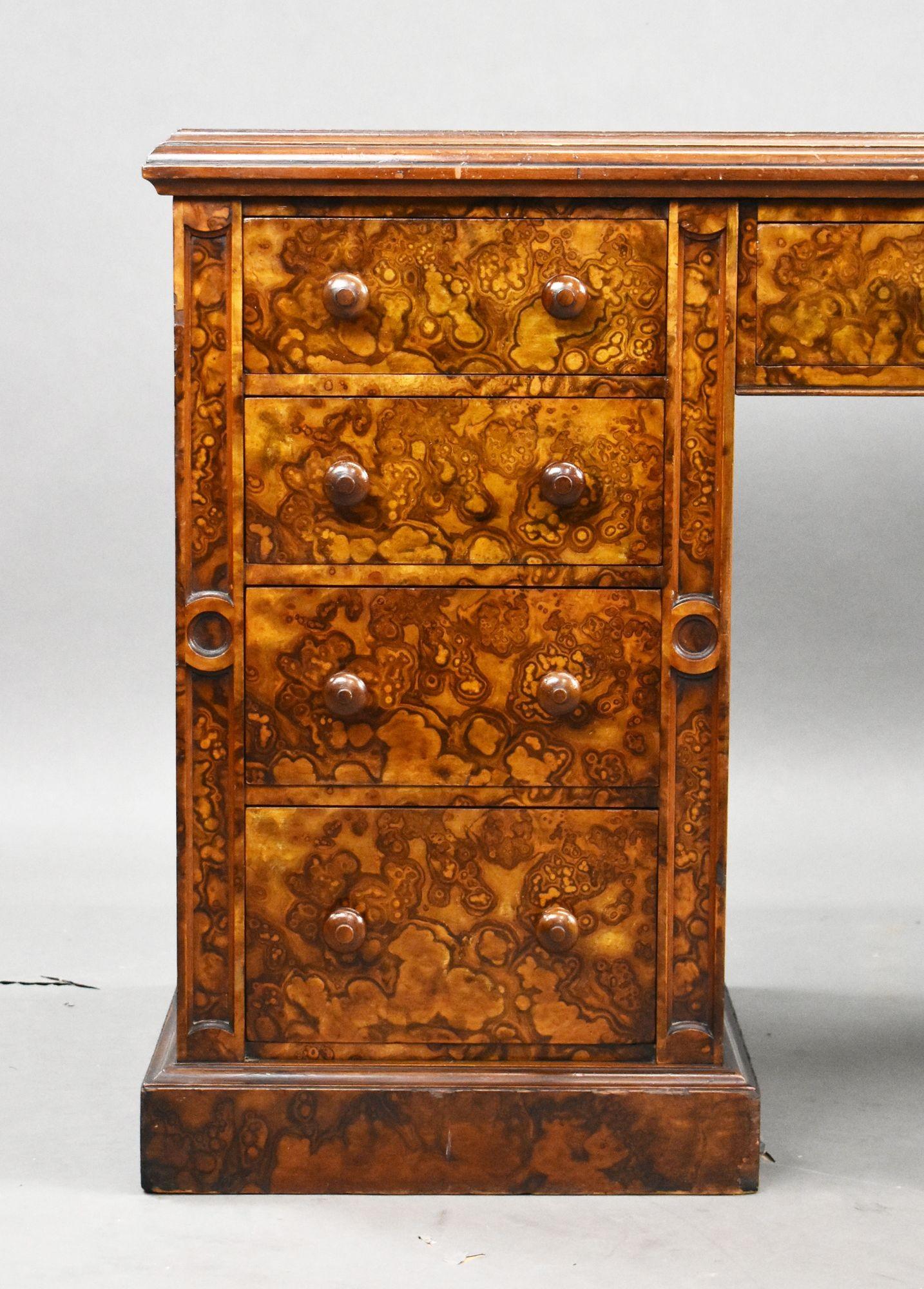 Victorian Burr Walnut Desk For Sale 2