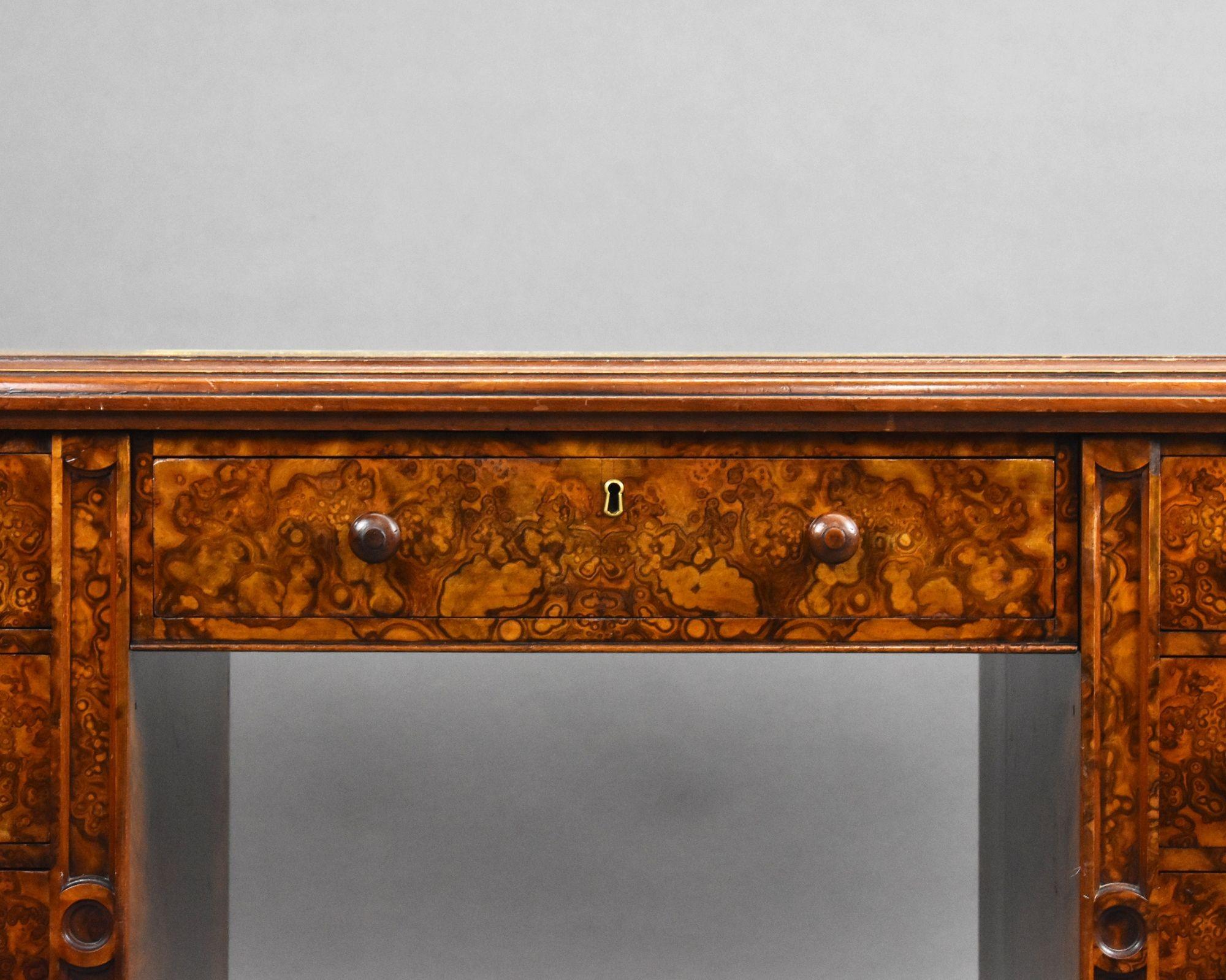 Victorian Burr Walnut Desk For Sale 3