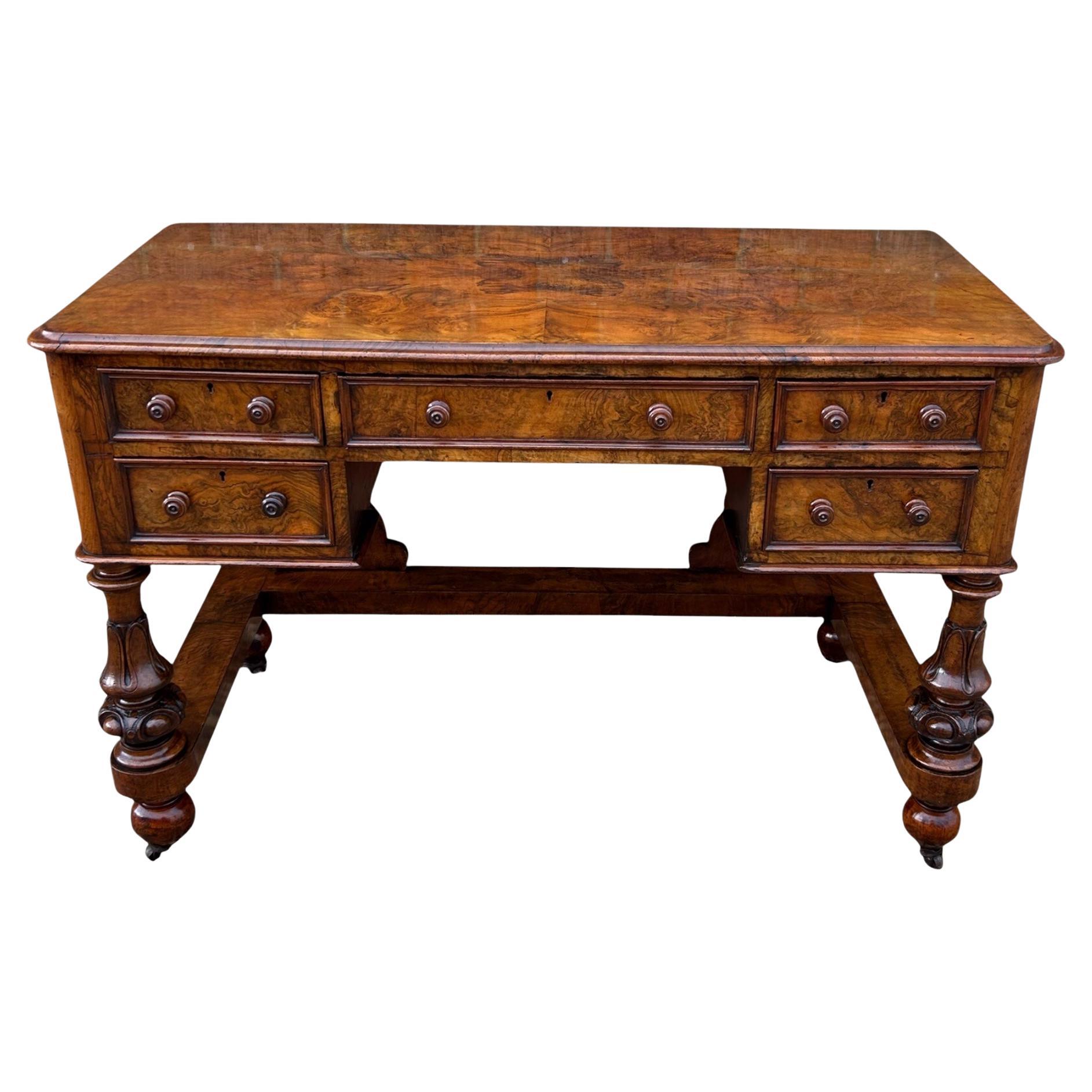 Victorian Burr Walnut Desk