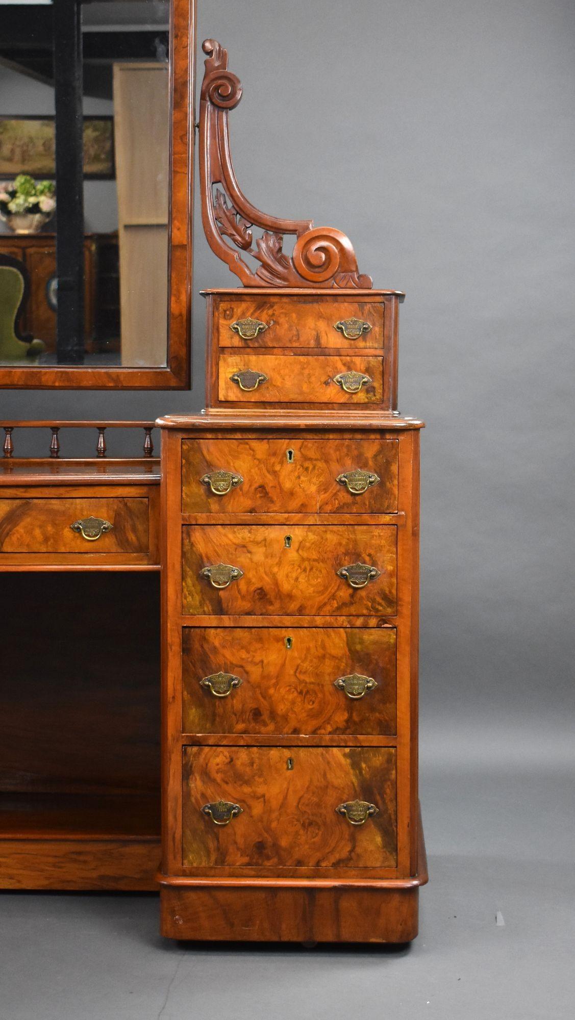 Victorian Burr Walnut Dressing Table For Sale 5
