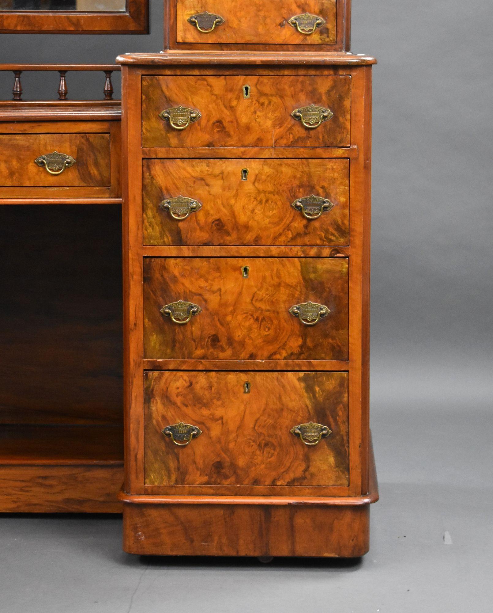 Victorian Burr Walnut Dressing Table For Sale 6