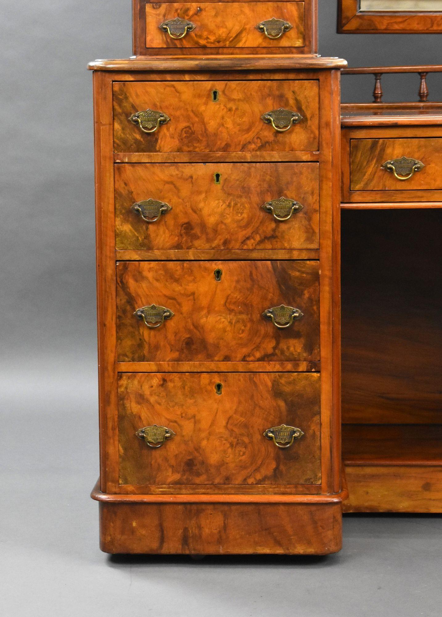 Victorian Burr Walnut Dressing Table For Sale 3