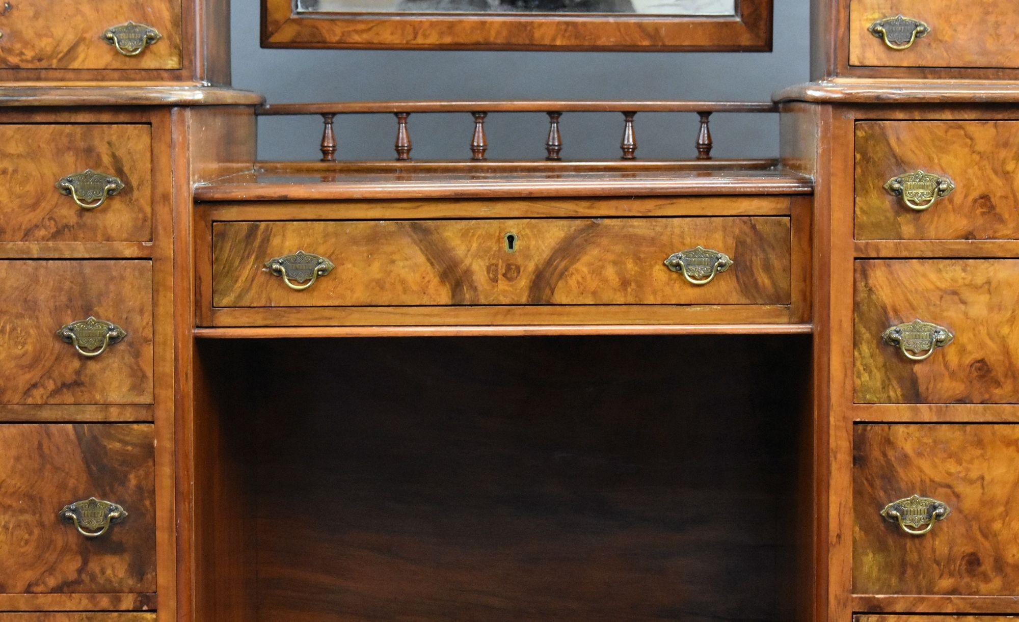 Victorian Burr Walnut Dressing Table For Sale 4