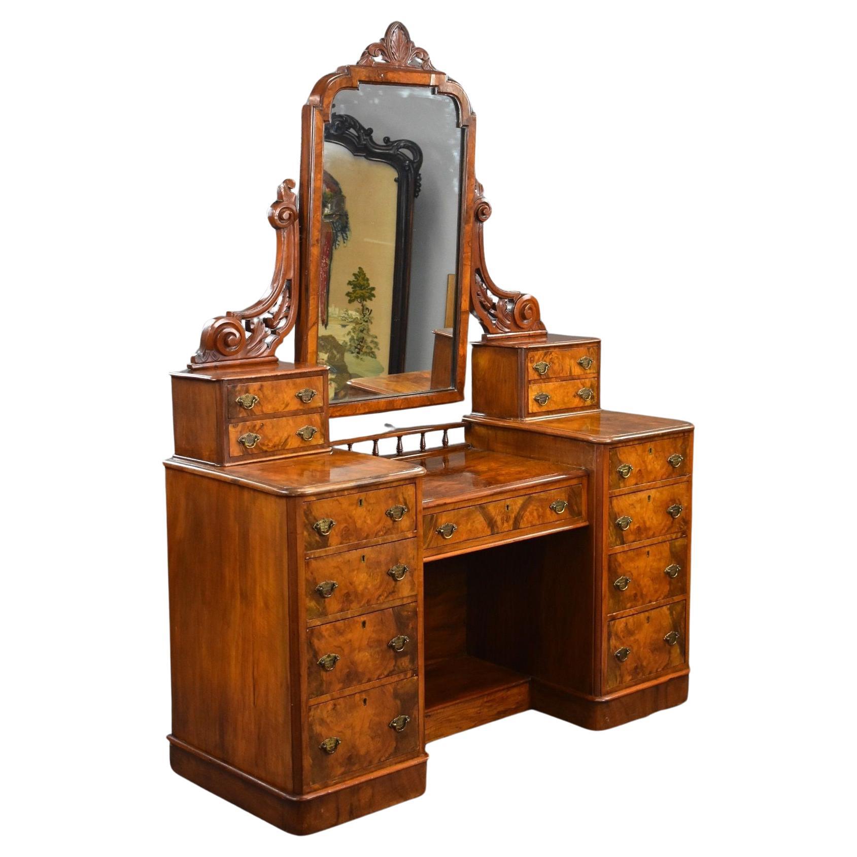 Victorian Burr Walnut Dressing Table For Sale