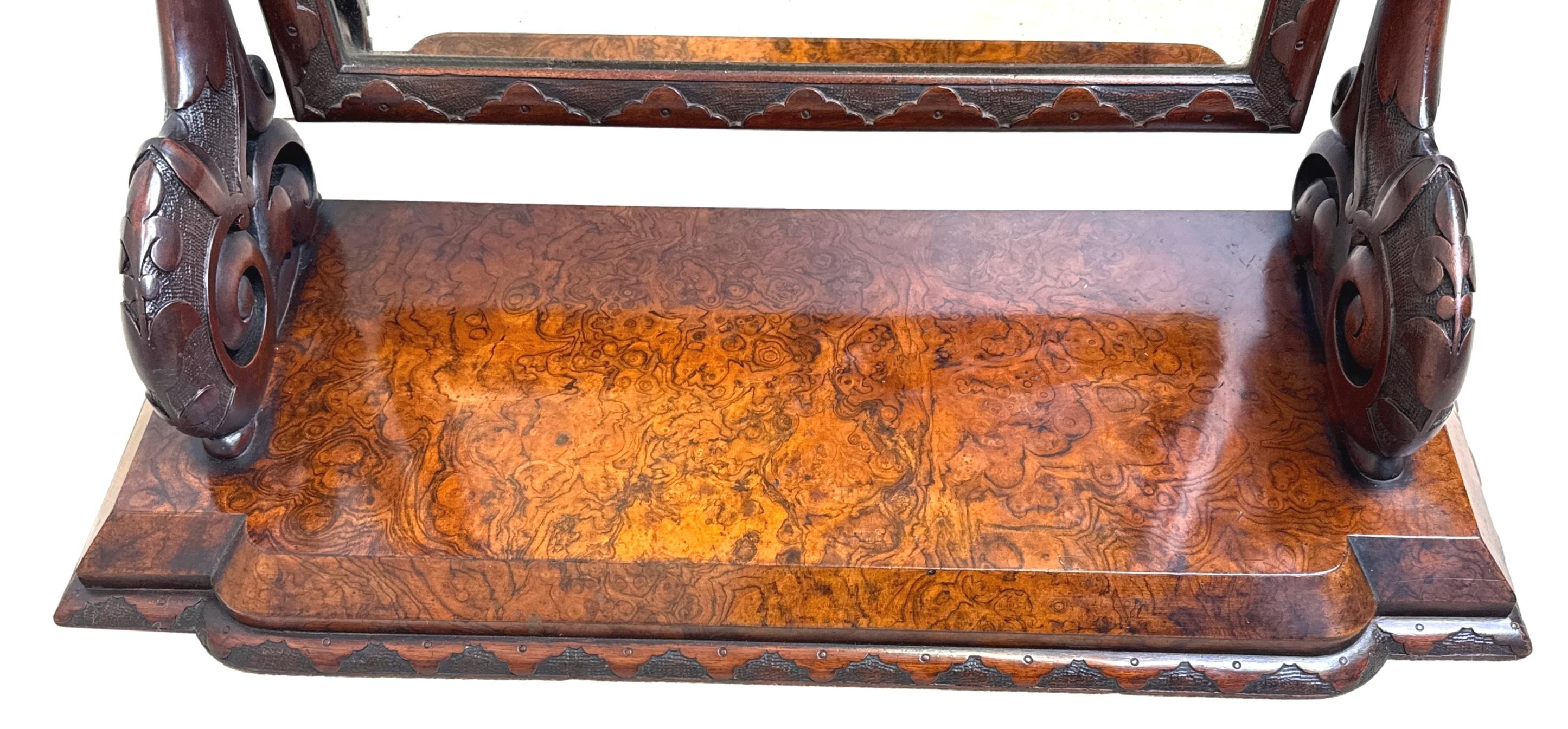 Victorian Burr Walnut Dressing Table Mirror For Sale 6