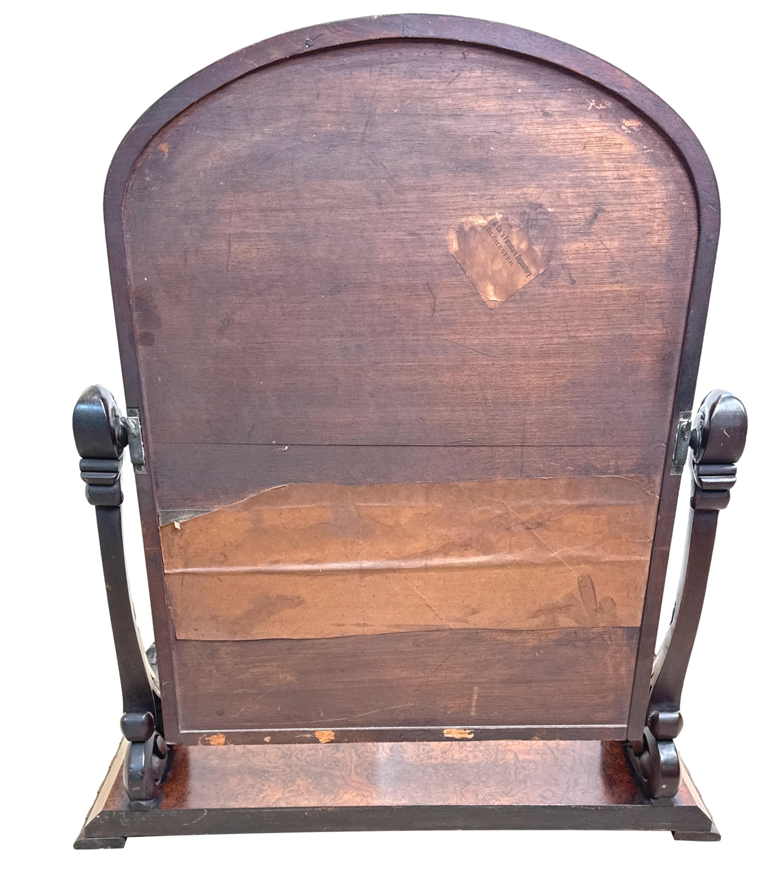 Victorian Burr Walnut Dressing Table Mirror For Sale 9