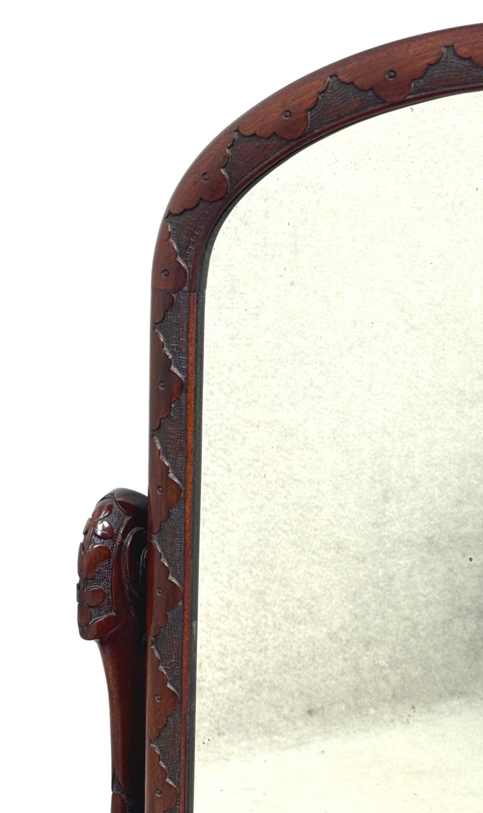 English Victorian Burr Walnut Dressing Table Mirror For Sale