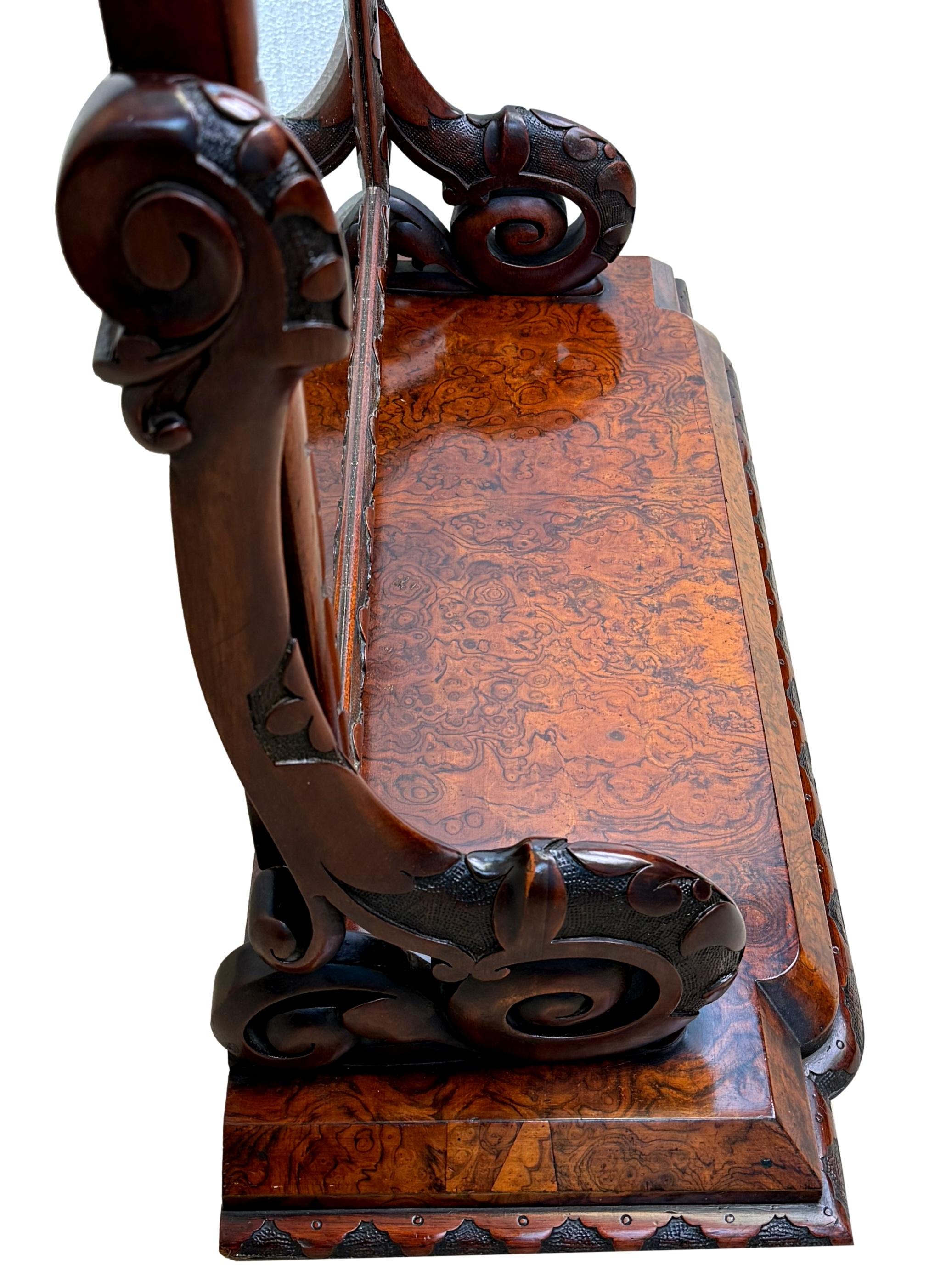 19th Century Victorian Burr Walnut Dressing Table Mirror For Sale