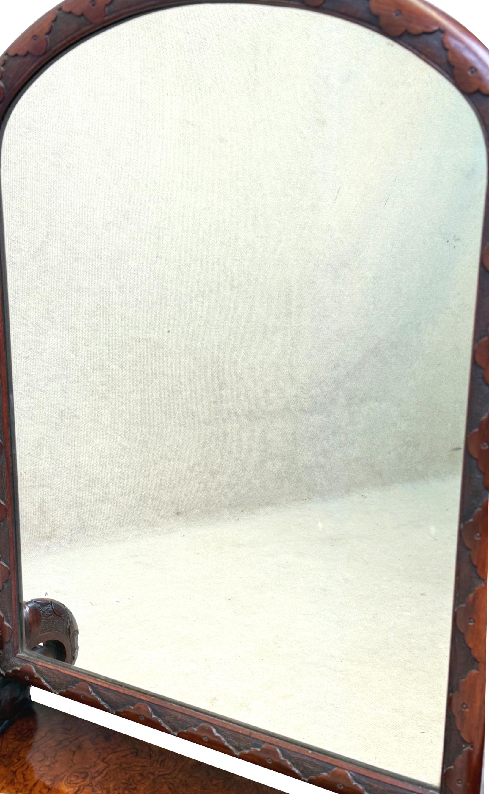 Victorian Burr Walnut Dressing Table Mirror For Sale 3
