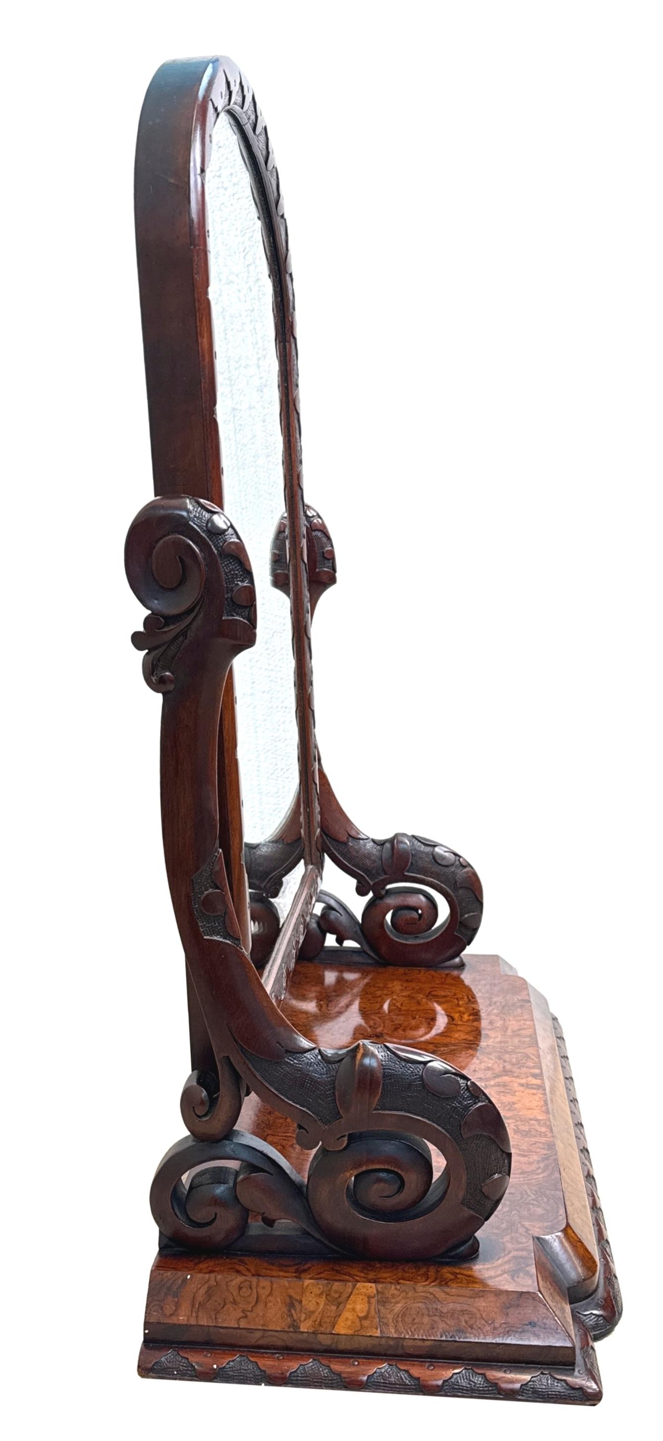 Victorian Burr Walnut Dressing Table Mirror For Sale 4