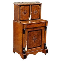 Victorian Burr Walnut Ebonised Davenport