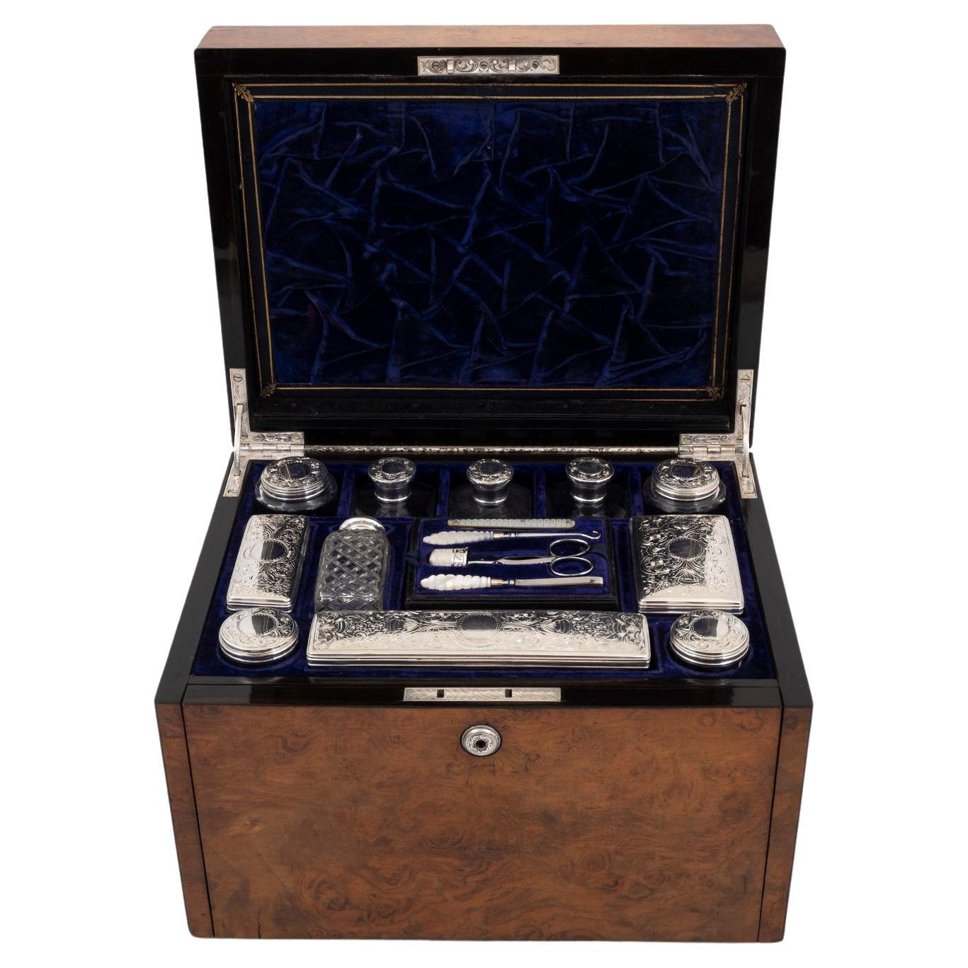 Victorian Burr Walnut Fitted Vanity Box