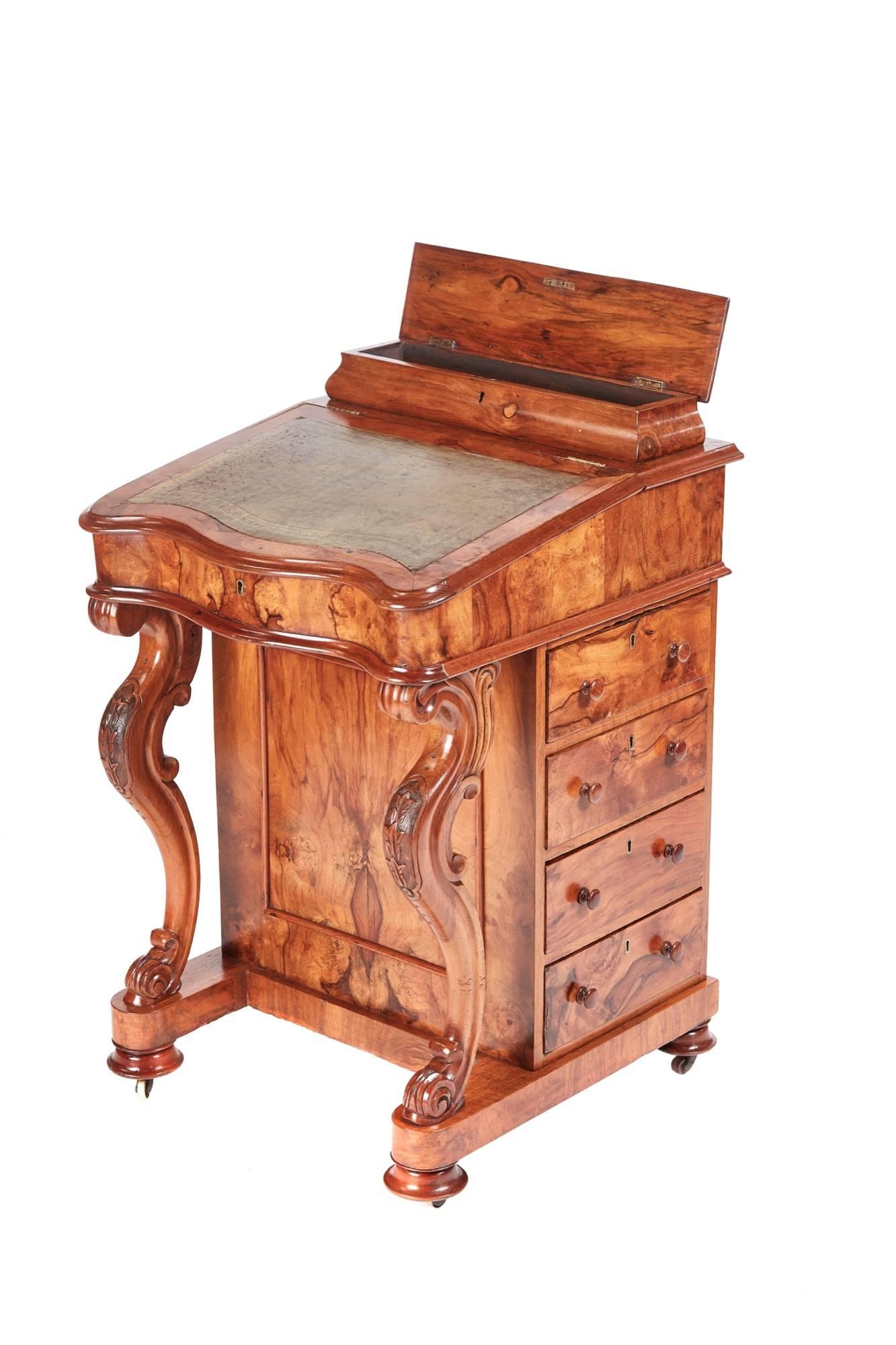 Victorian Burr Walnut Freestanding Davenport For Sale 4