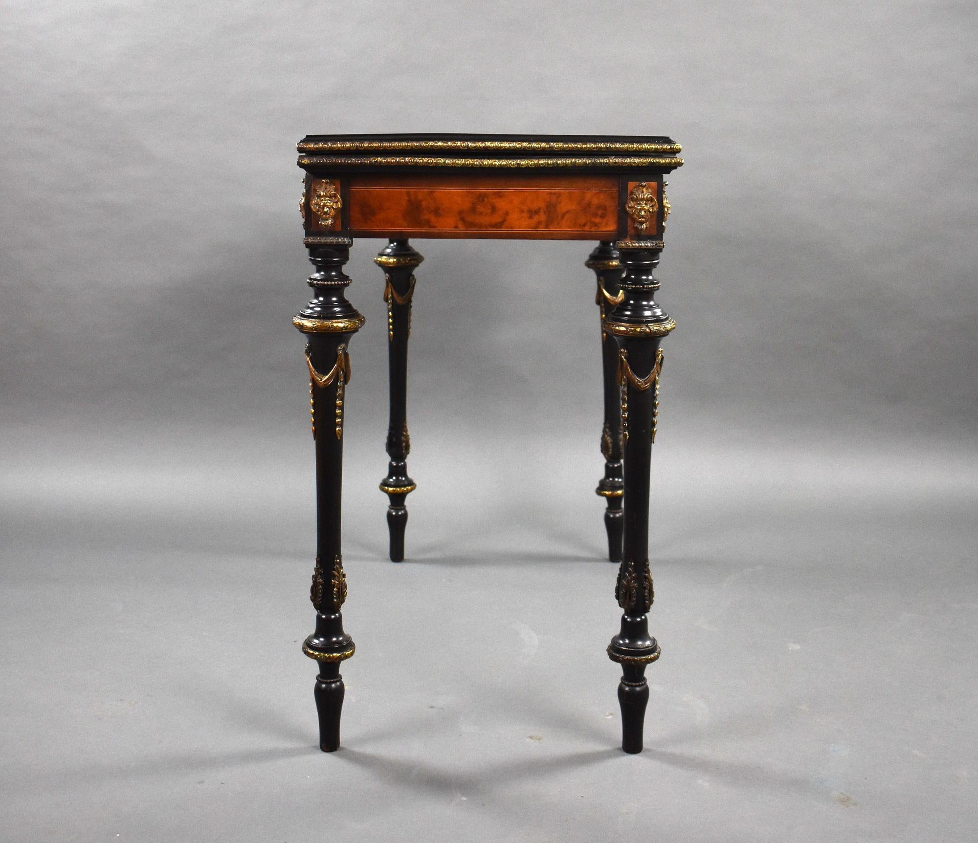 Victorian Burr Walnut Inlaid Card Table For Sale 5