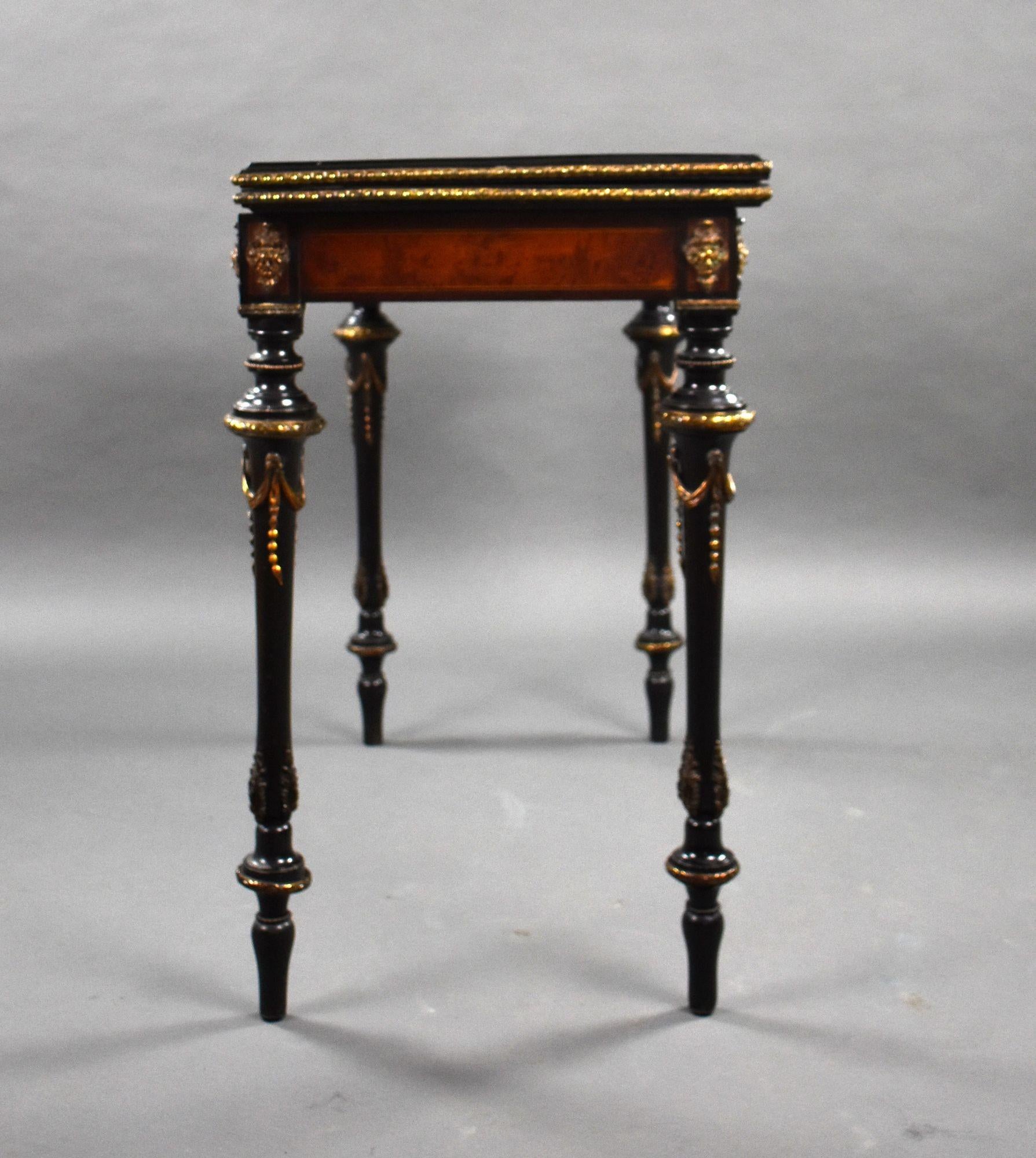 Victorian Burr Walnut Inlaid Card Table For Sale 7