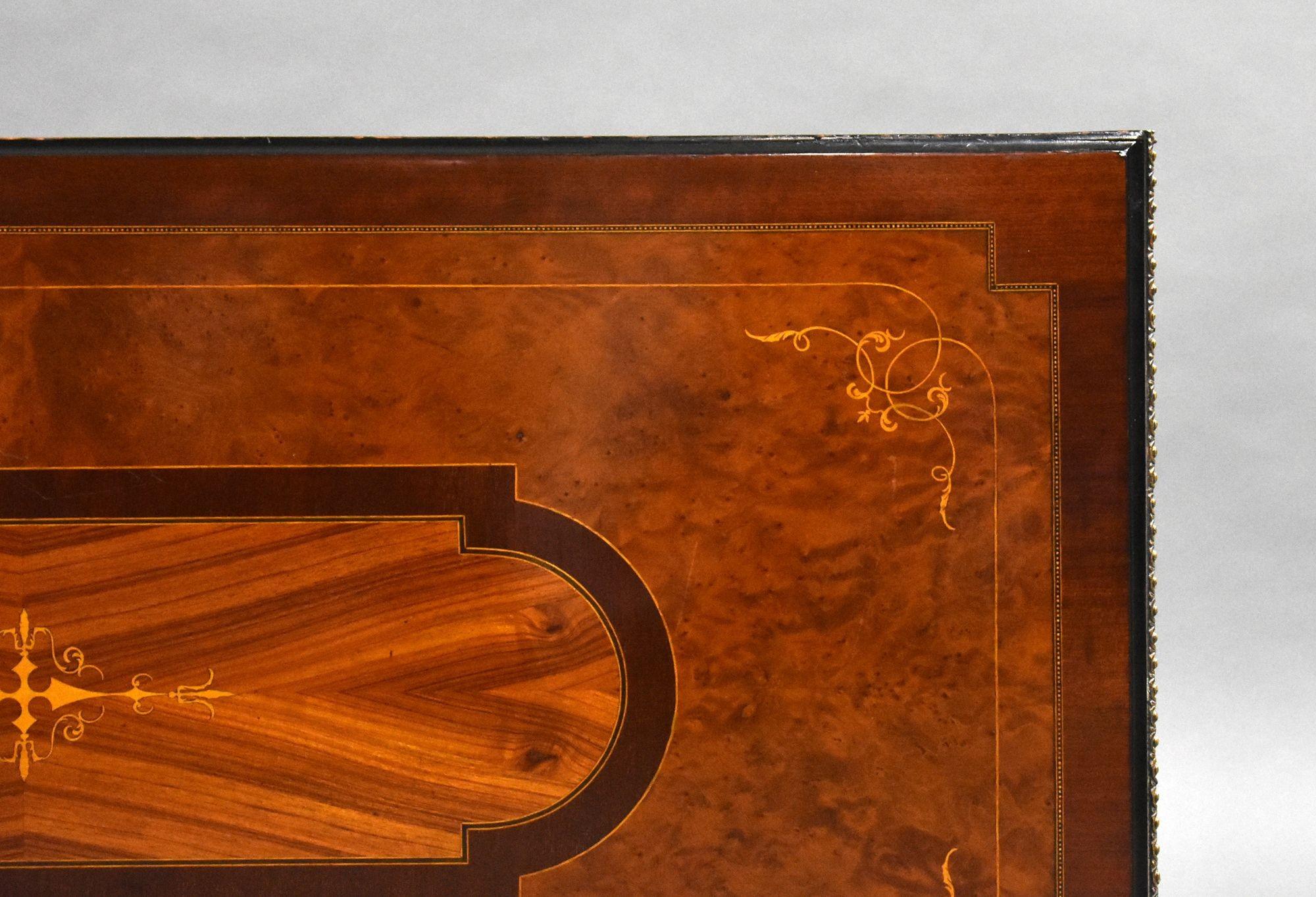 Victorian Burr Walnut Inlaid Card Table For Sale 9