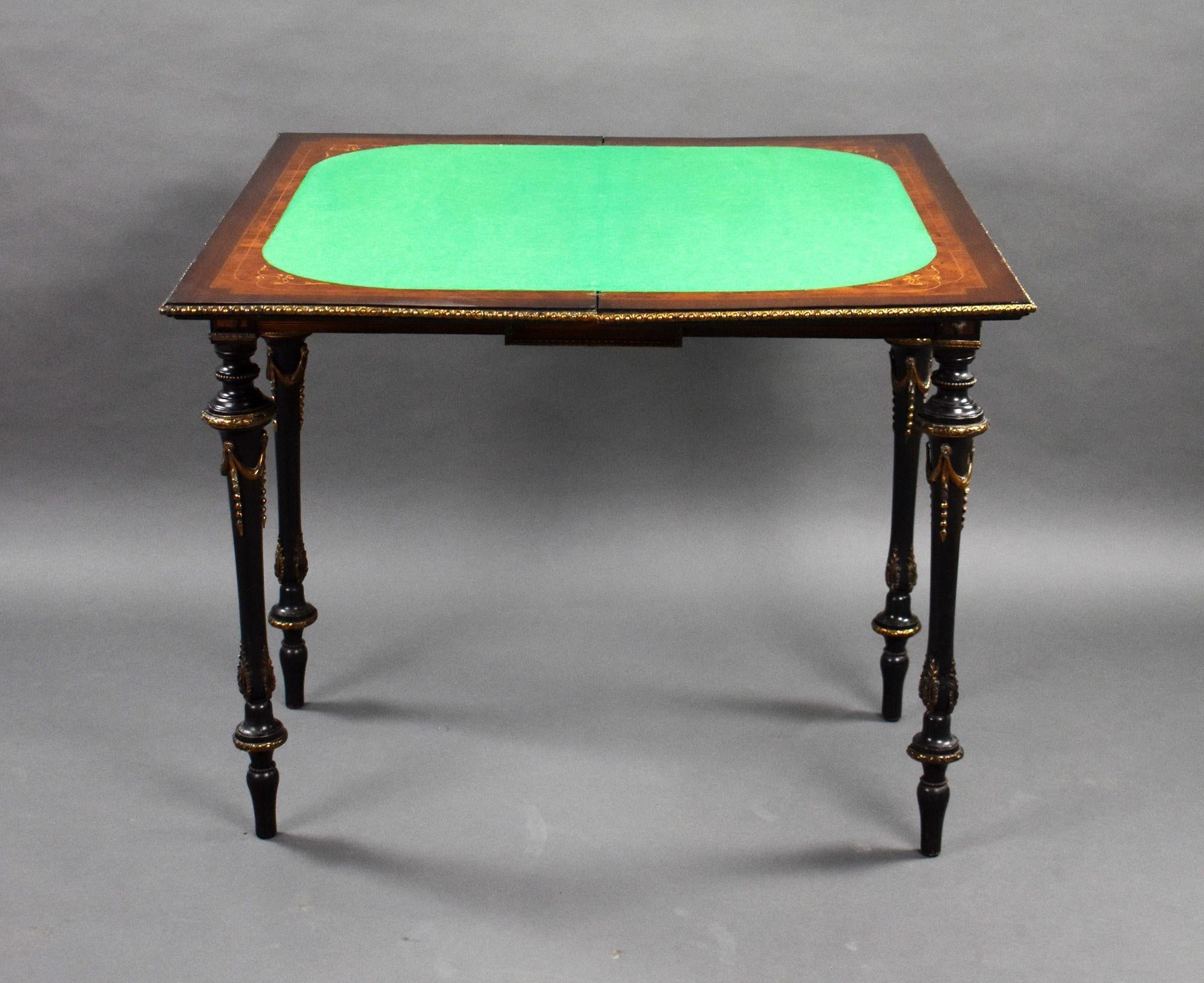 19th Century Victorian Burr Walnut Inlaid Card Table For Sale
