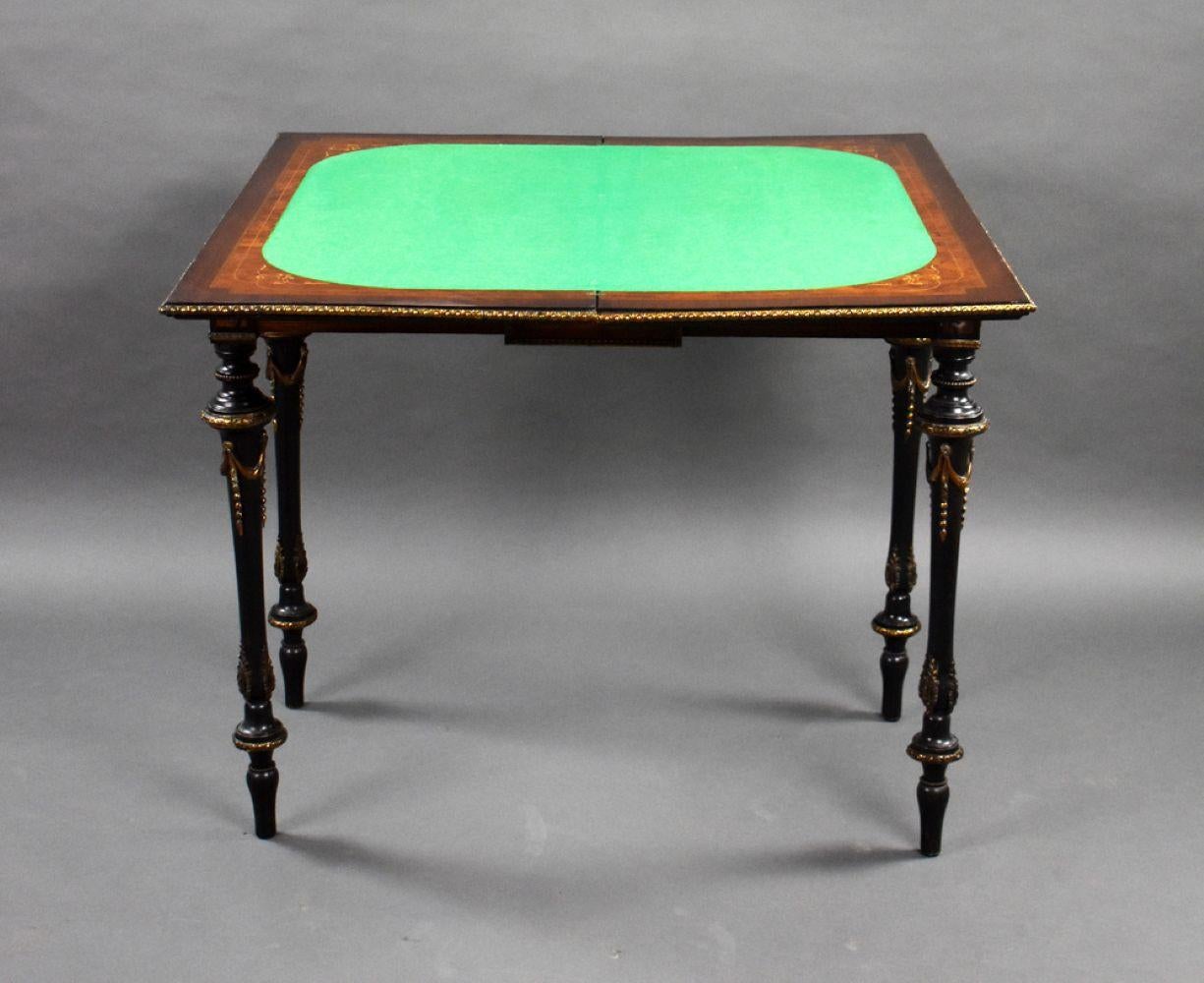 19th Century Victorian Burr Walnut Inlaid Card Table For Sale