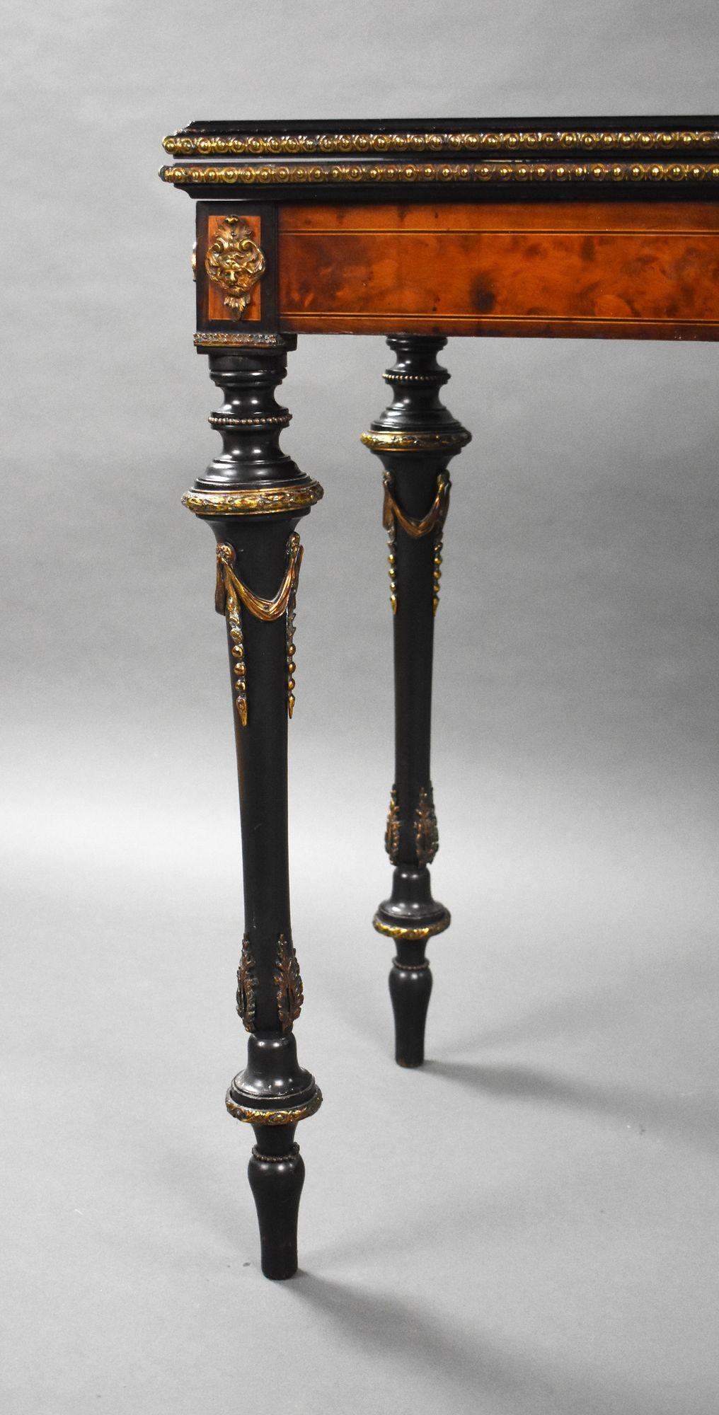 Victorian Burr Walnut Inlaid Card Table For Sale 3