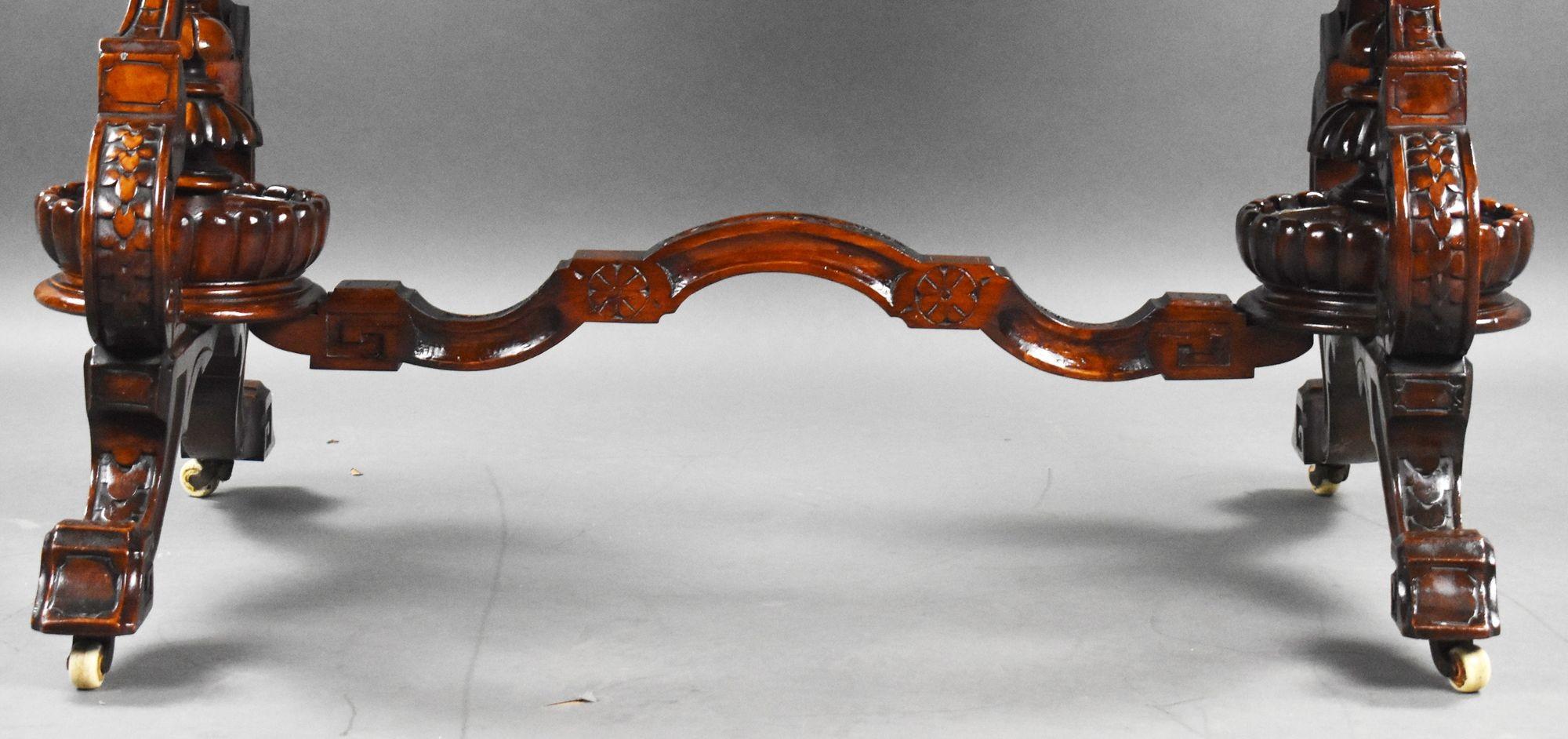 Victorian Burr Walnut Inlaid Centre Table For Sale 5