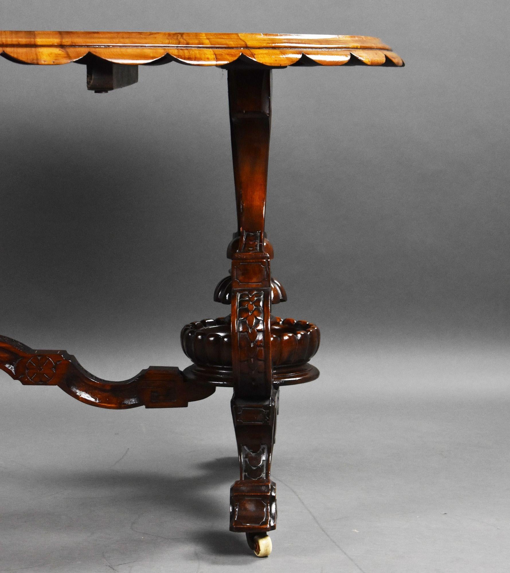 Victorian Burr Walnut Inlaid Centre Table For Sale 6