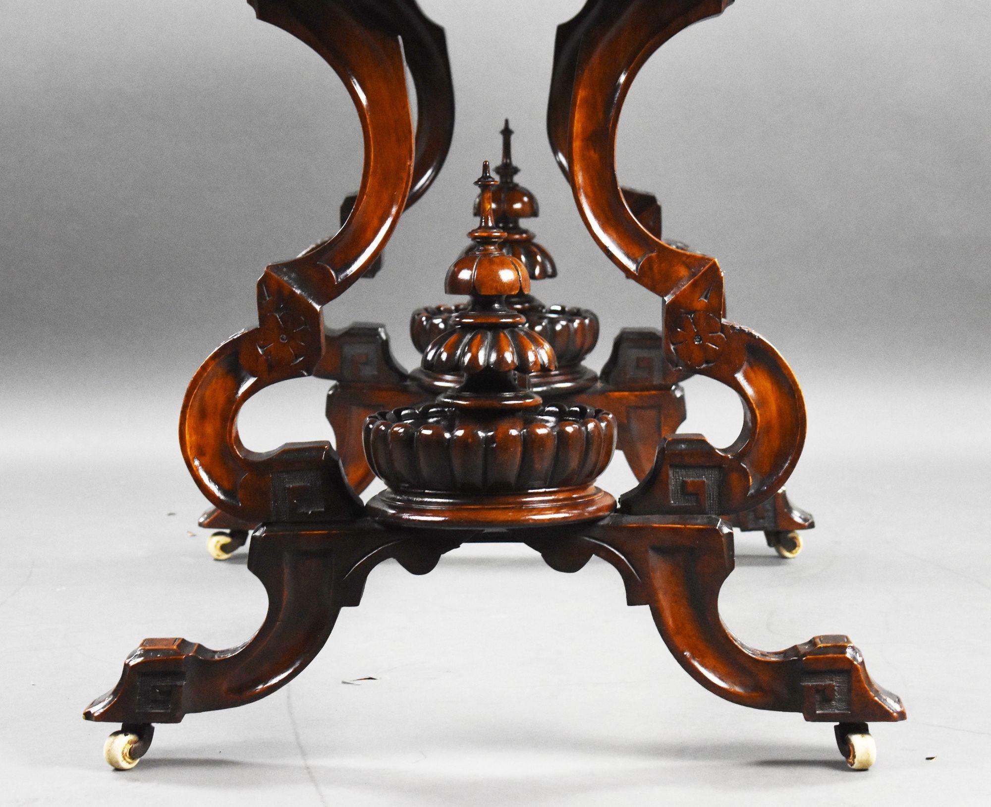 Victorian Burr Walnut Inlaid Centre Table For Sale 7