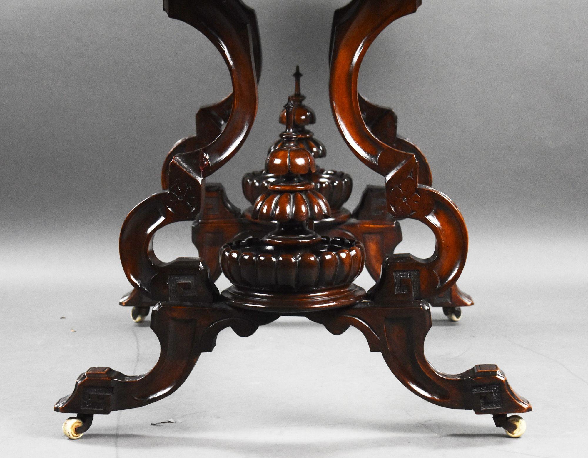Victorian Burr Walnut Inlaid Centre Table For Sale 8