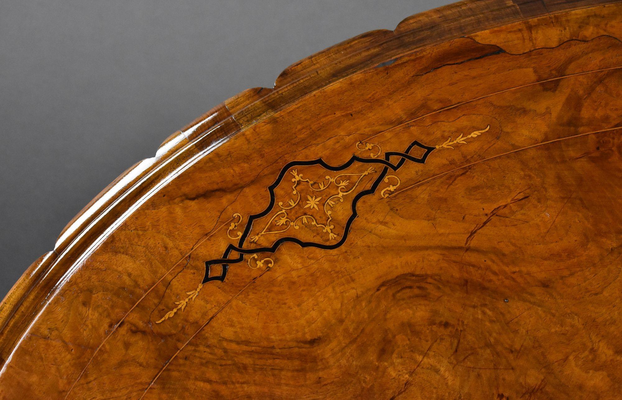 Victorian Burr Walnut Inlaid Centre Table For Sale 10